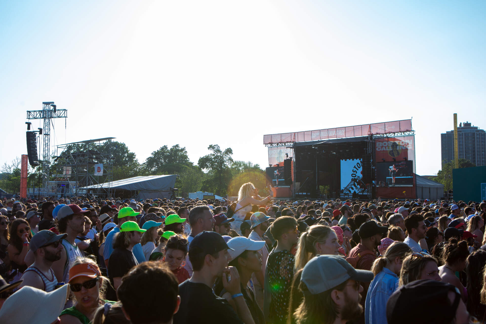 The audience watches as Maren Morris plays the Boston Calling Green Stage. (Jacob Garcia/WBUR)