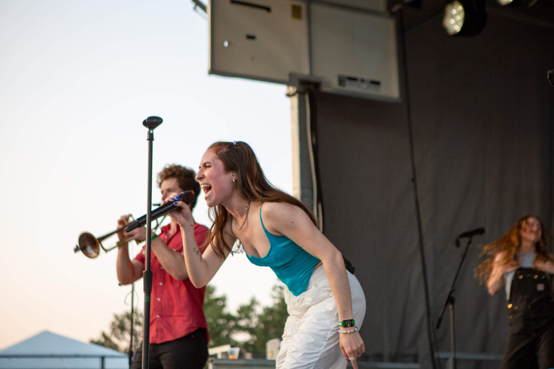 Boston-based band Couch performs on the Tivoli Audio Orange Stage at Boston Calling. (Jacob Garcia/WBUR)