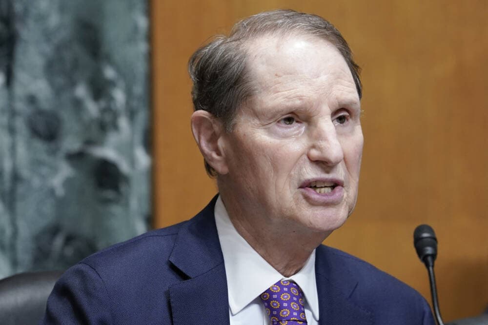 Sen. Ron Wyden, D-Ore., asks a question during the Senate Finance Committee hearing on President Joe Biden's budget request for the fiscal year 2024 for the IRS, Wednesday, April 19, 2023, on Capitol Hill in Washington. (AP Photo/Mariam Zuhaib)