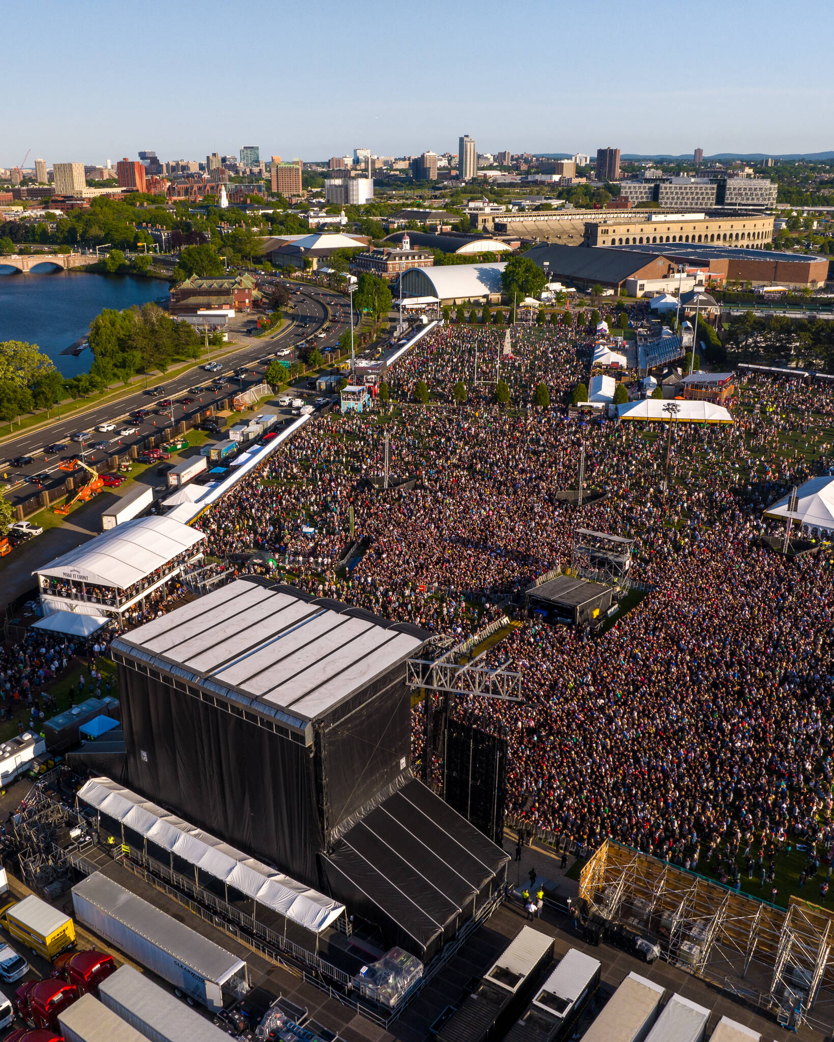 An overhead view of the crowd at day one of Boston Calling. (Courtesy Alive Coverage / Boston Calling) 