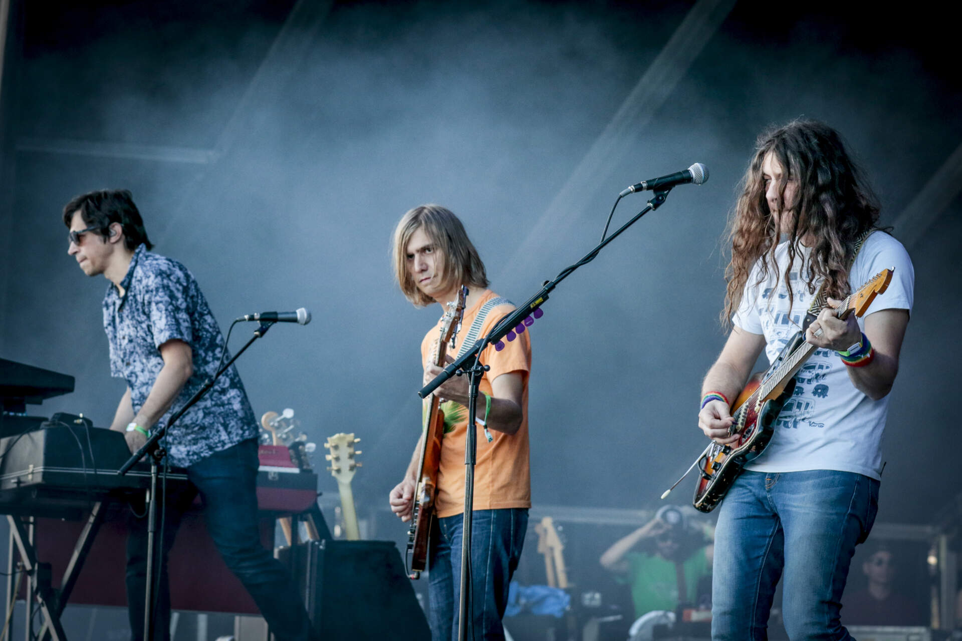 Jesse Trbovich, Rob Laakso and Kurt Vile perform with Kurt Vile and The Violators on Day 2 of the Osheaga Music and Art Festival at Parc Jean-Drapeau on July 30, 2016 in Montreal, Canada. (Courtesy Getty Images/WireImage; Photo by Mark Horton)