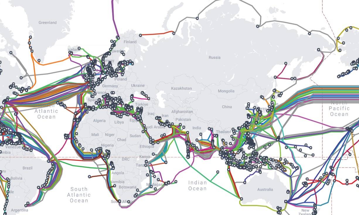 (Submarine Cable Map courtesy of TeleGeography)