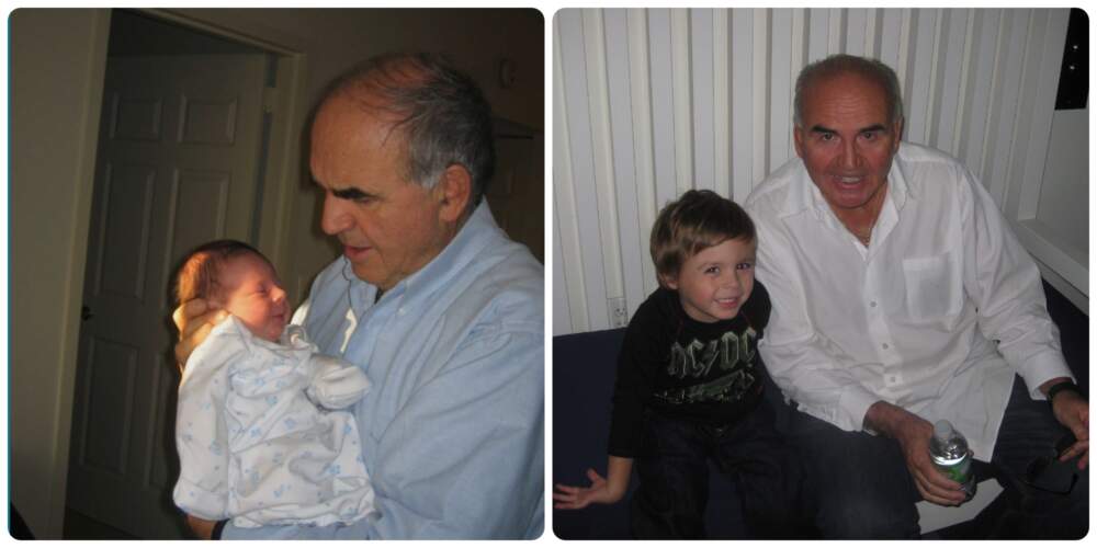 The author’s grandfather, “Papi,” holding him as a one-month-old baby (left) and the author at age 4, with his grandfather, in 2010 (right). (Courtesy Ethan Maggio)
