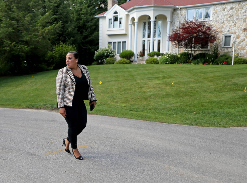 U.S. Attorney for Massachusetts Rachael Rollins arrives at a private Andover home for a Democratic National Committee finance event hosted by First Lady Jill Biden on July 14, 2022. (Stuart Cahill/MediaNews Group/Boston Herald via Getty Images)