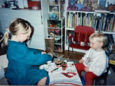 The author's children, having a tea party. (Courtesy Ellen Braaten)