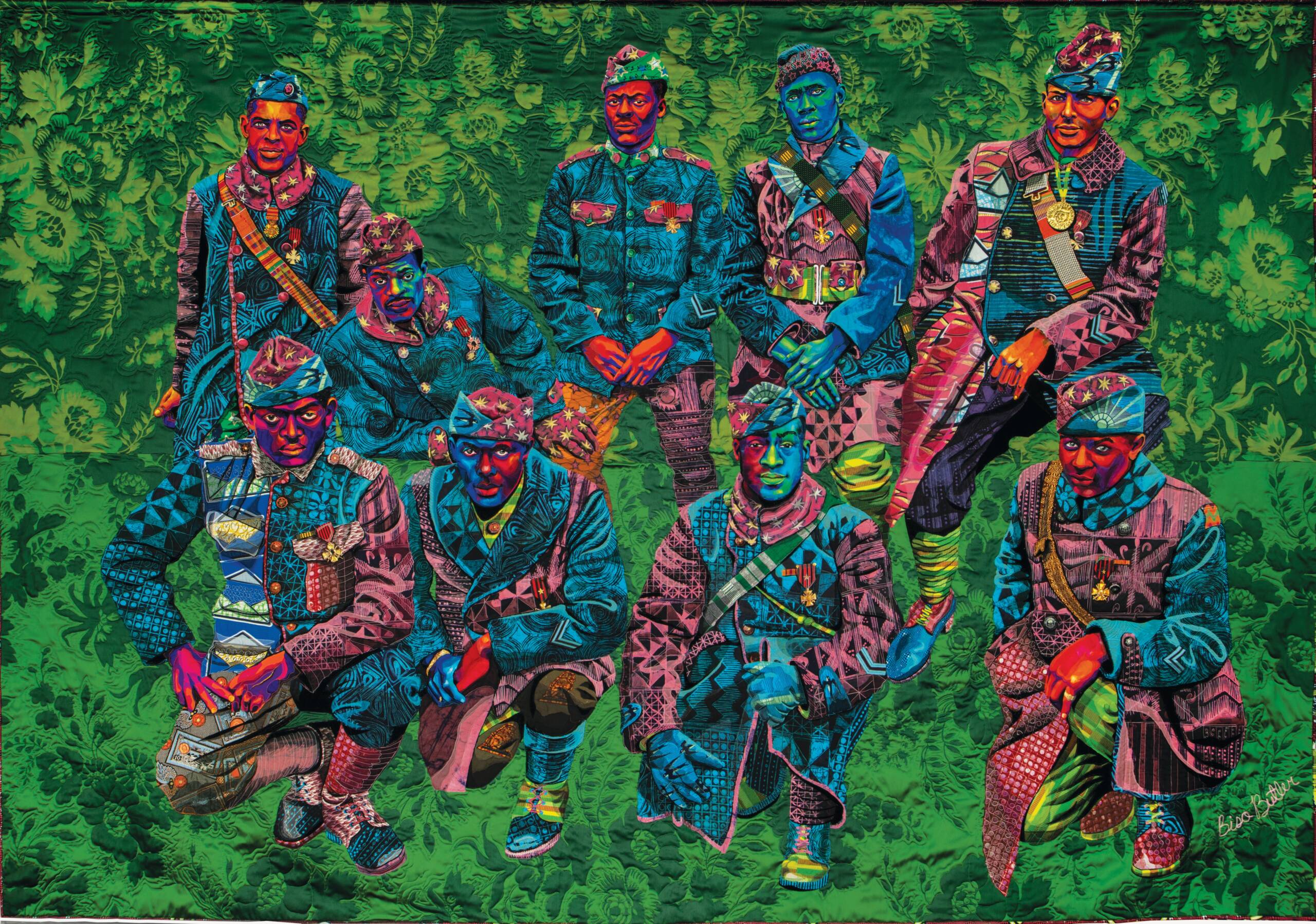 "Don’t Tread On Me, God Damn, Let’s Go!— The Harlem Hellfighters" by Bisa Butler. (Courtesy of Lee Stalsworth)