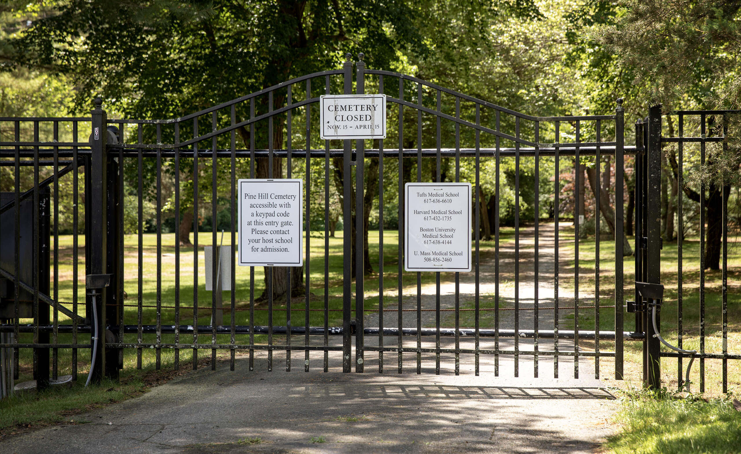 Pine Hill Cemetery, in Tewksbury, Mass., where many individuals who donate their bodies to university medical morgues are buried. (Robin Lubbock/WBUR)