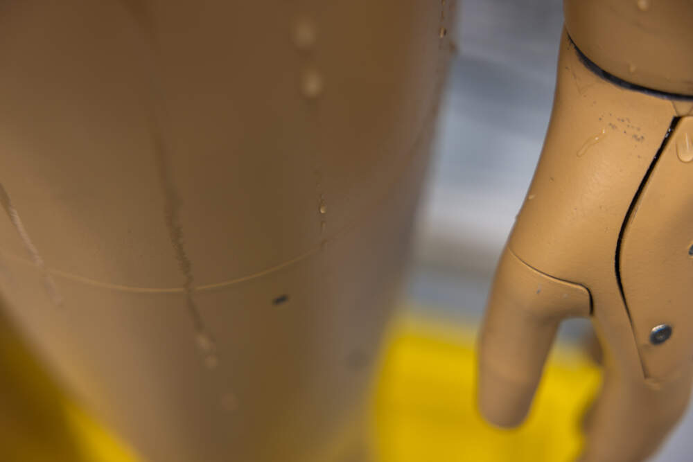 ANDI the manikin sweating in the Warm Room at the Human Biometeorology Lab at Arizona State University. (Courtesy of Arizona State University)