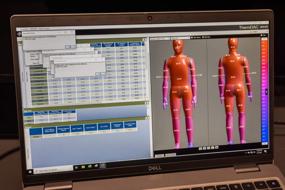 A computer monitoring ANDI the manikin at the Human Biometeorology Lab at Arizona State University. (Courtesy of Arizona State University)