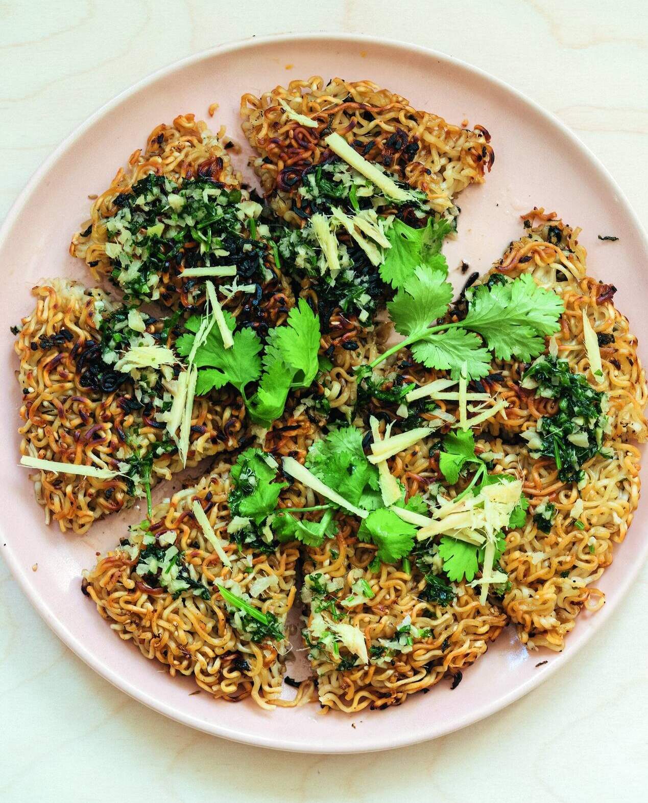 Ginger and cilantro noodle pancake. (Hetty McKinnon)