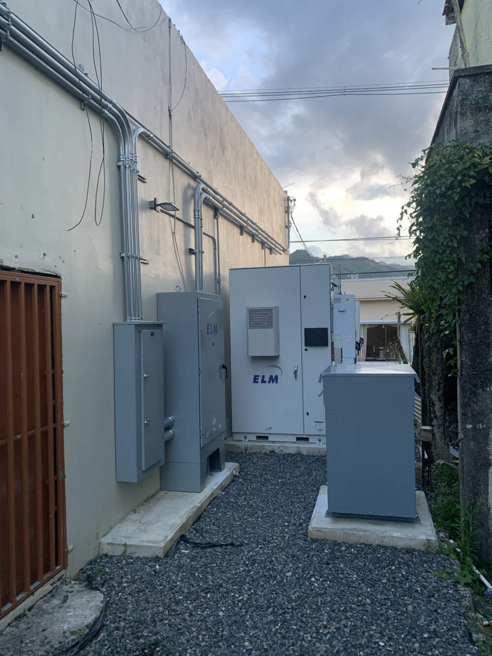 Battery arrays for the microgrid system in Adjuntas, Puerto Rico. (Chris Bentley/Here & Now)