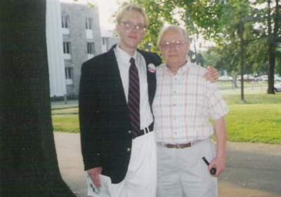 The author and his father, circa 1994, at a chorus concert in Pennsylvania. (Courtesy Jason Prokowiew)