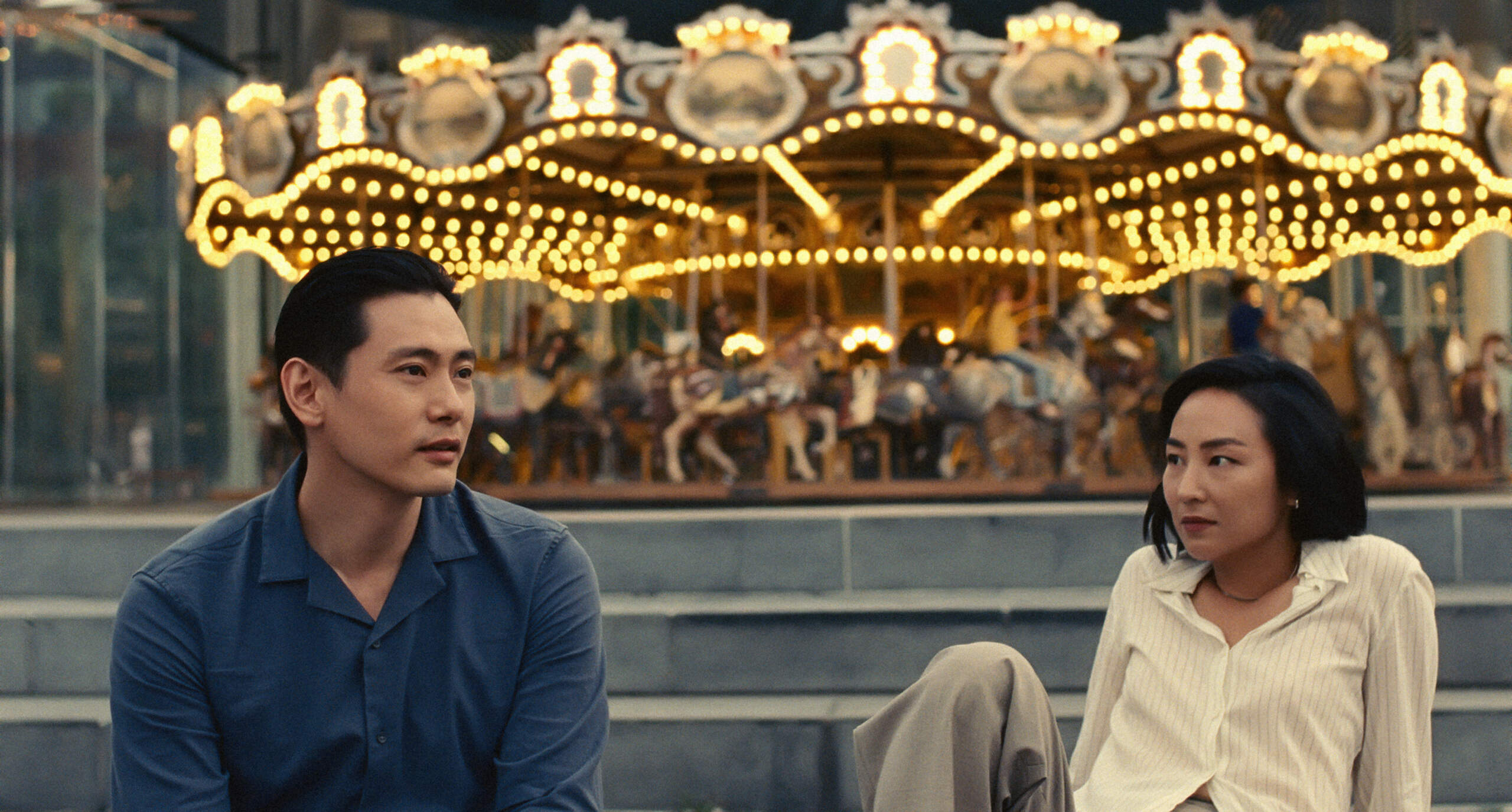 Teo Yoo and Greta Lee star in "Past Lives." (Courtesy of A24)