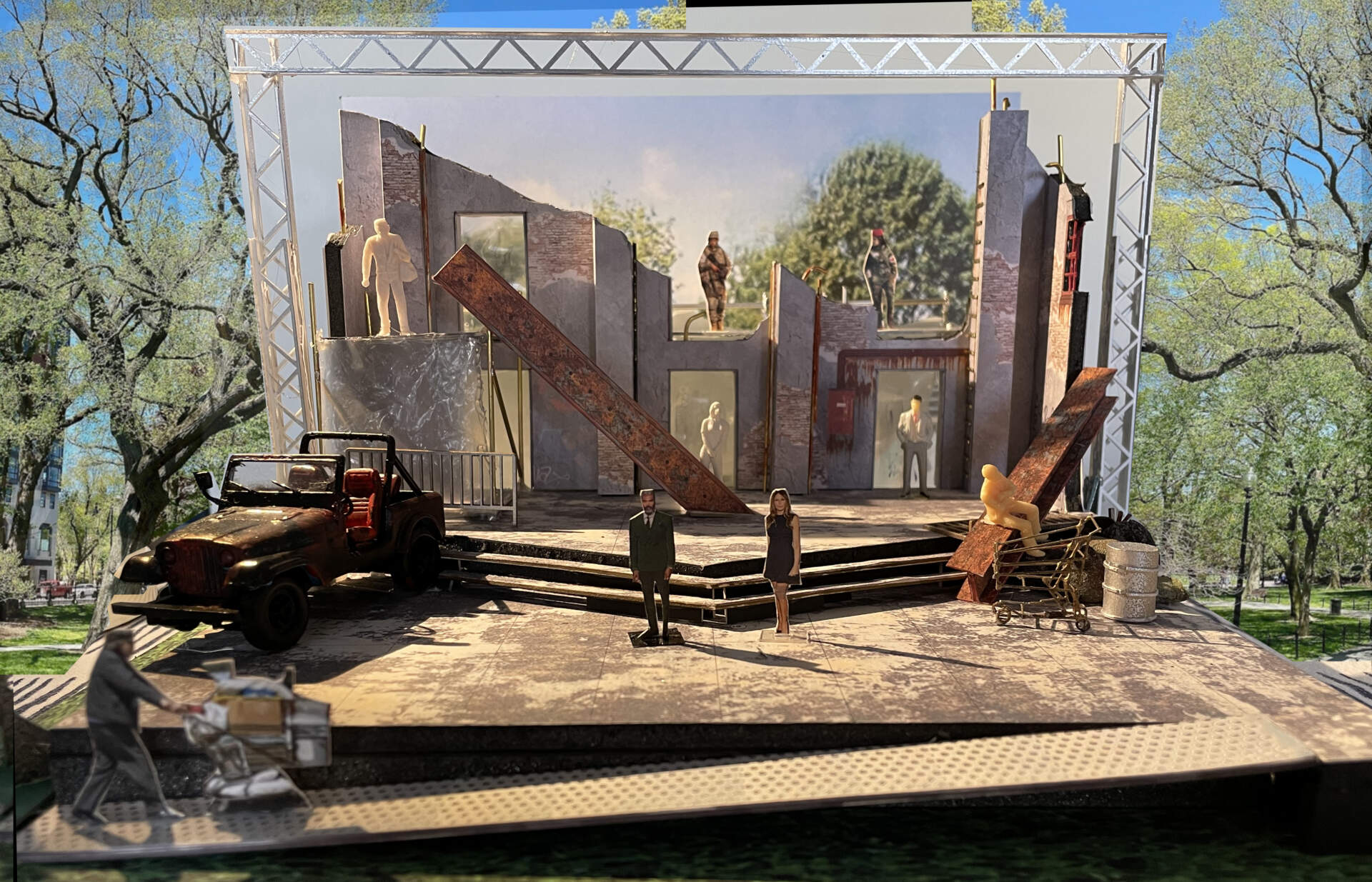 A model of the set designed by Riw Rakkulchon for Commonwealth Shakespeare Company's production of &quot;Macbeth.&quot; (Courtesy Katalin Mitchell)