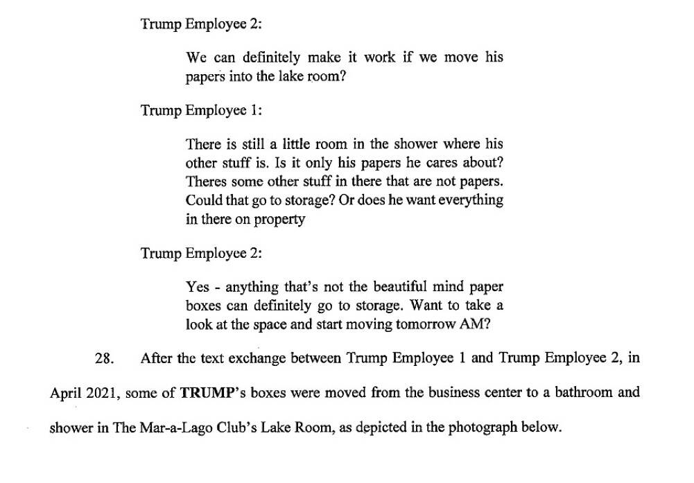 From p. 11 of the Department of Justice's indictment of Donald Trump, unsealed on June 9, 2023. (Screenshot)