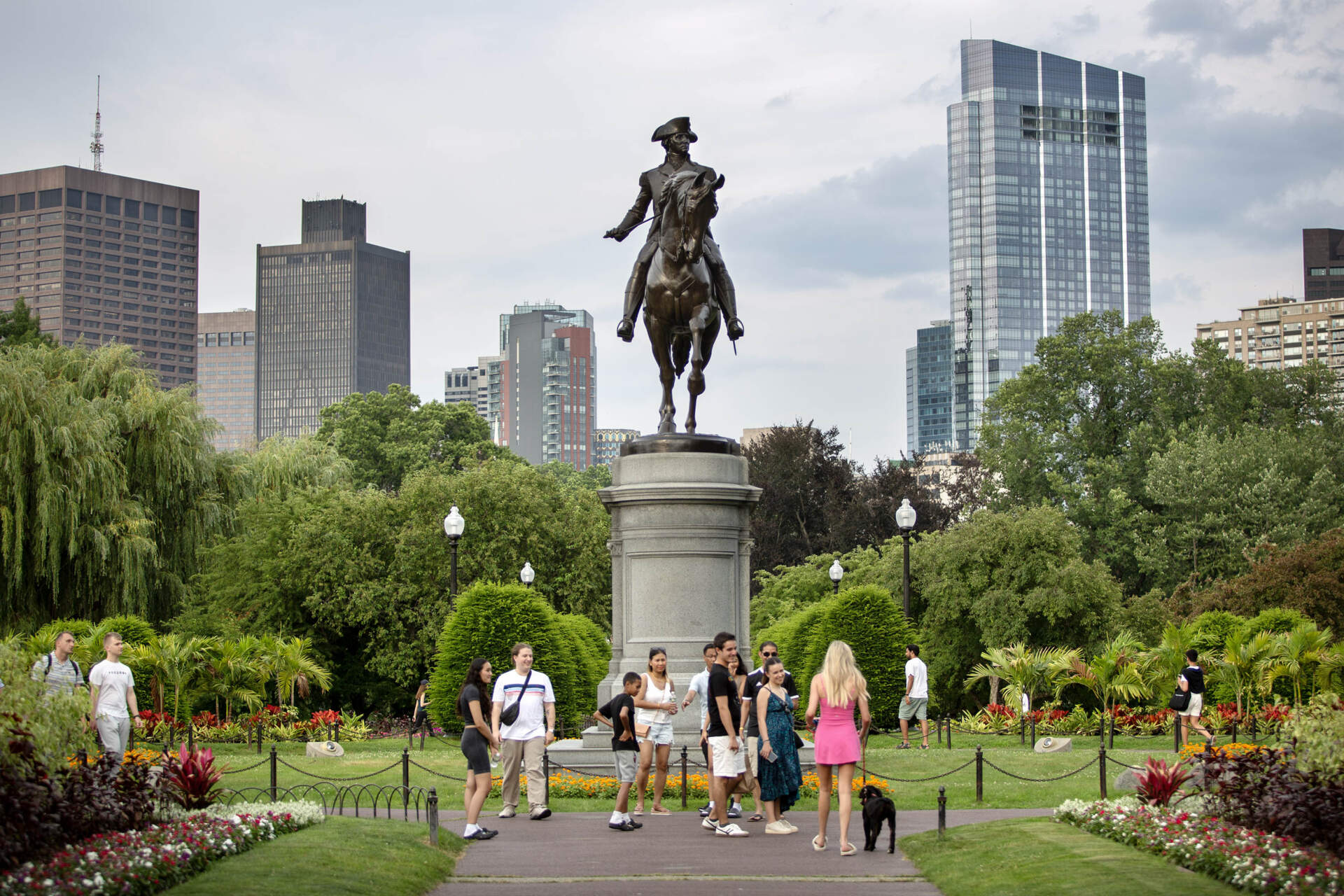 The statue of George Washington at the entrance of the Boston Public Garden. (Robin Lubbock/WBUR)
