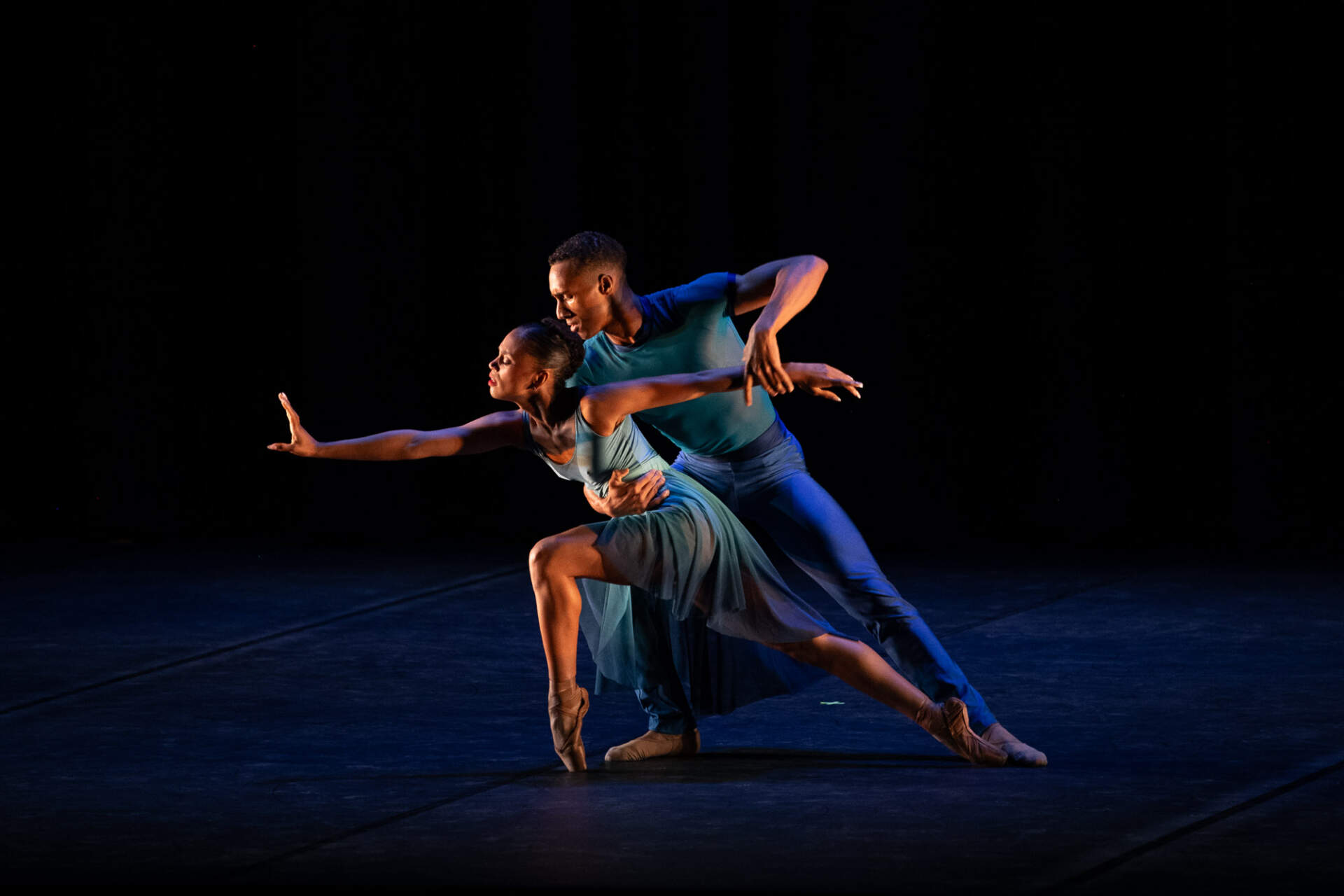 Elias Re and Amanda Smith of Dance Theatre of Harlem performing &quot;This Bitter Earth&quot; by Christopher Wheeldon at the Jacob's Pillow. (Courtesy Cherylynn Tsushima)