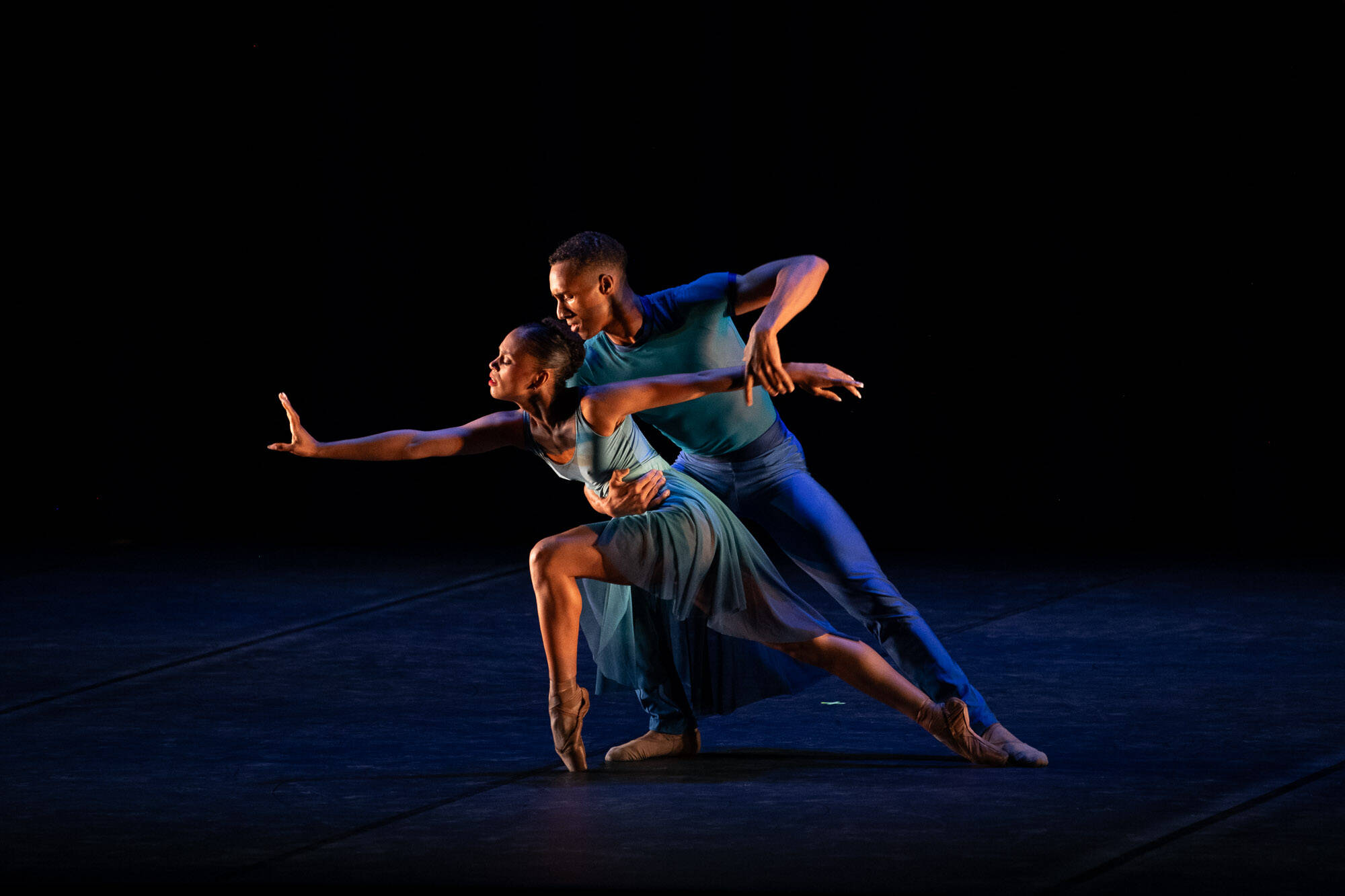Elias Re and Amanda Smith of Dance Theatre of Harlem performing "This Bitter Earth" by Christopher Wheeldon at the Jacob's Pillow. (Courtesy Cherylynn Tsushima)