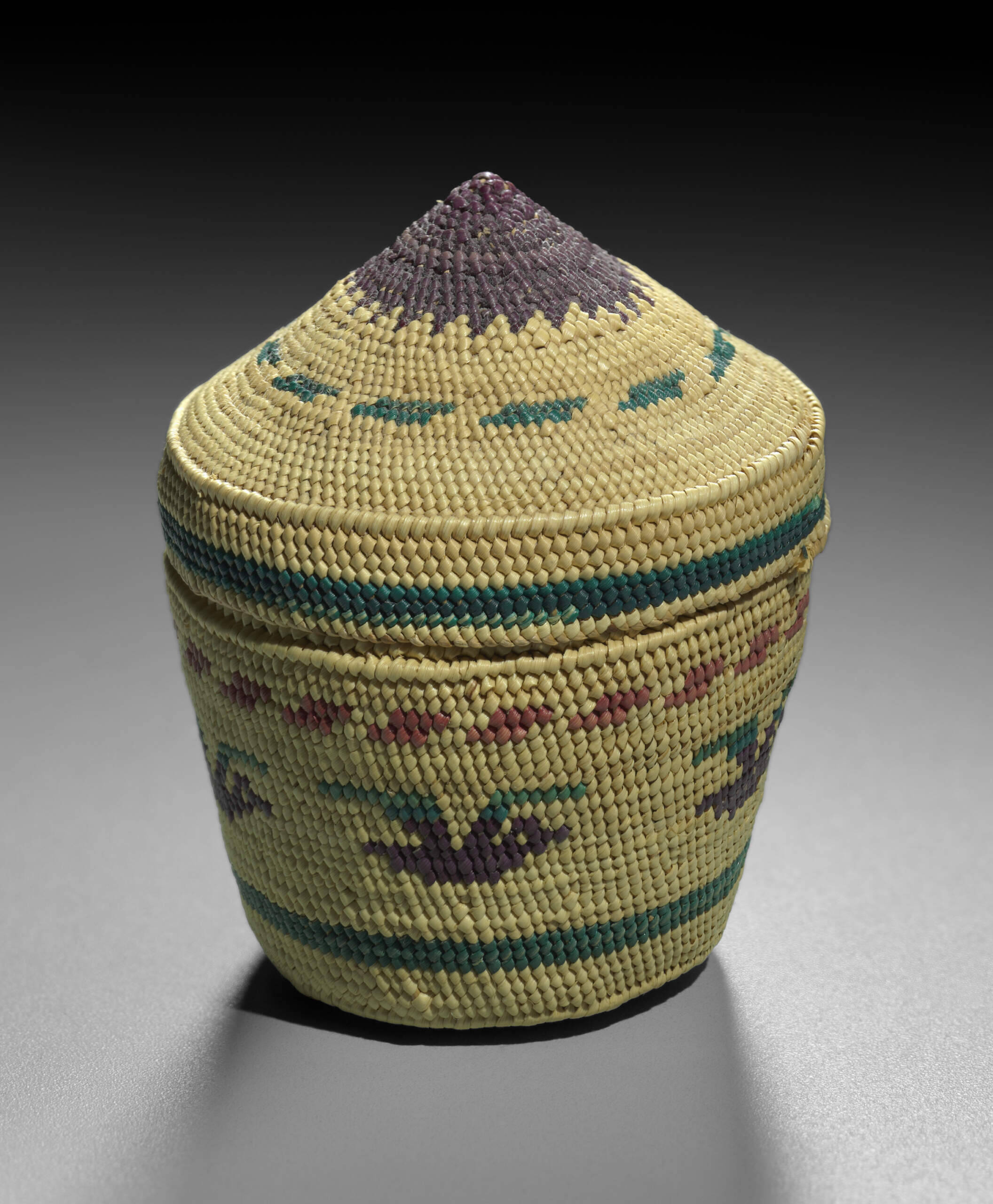 This tiny, woven "Miniature basket" is the handiwork of Francis "Fanny" Williams (Native American, Nuu‑chah‑nulth, 1919–1996). (Courtesy Museum of Fine Arts, Boston)