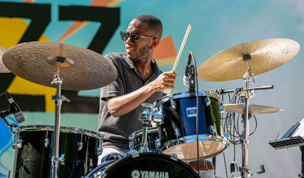 A performer plays the drums at last year's festival. (Courtesy Charles River Jazz Festival)