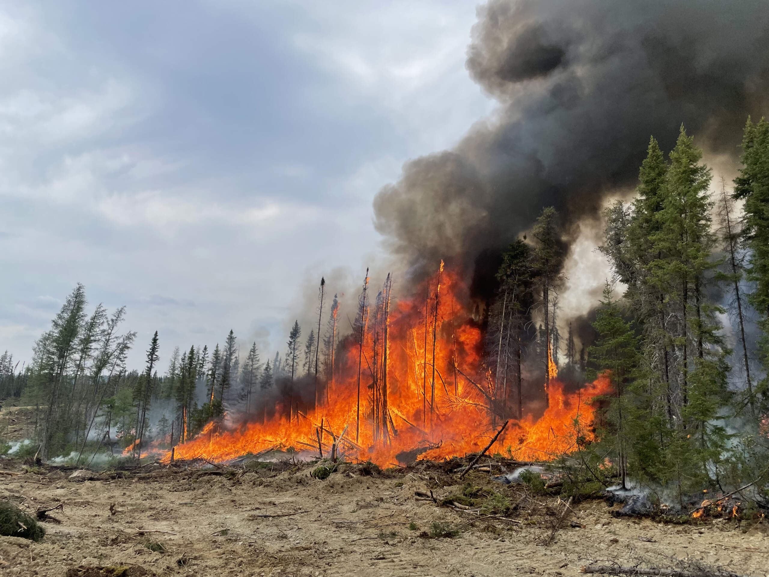 A view of wildfires at Lebel-sur-Quevillon in Quebec, Canada on June 23, 2023. (Frederic Chouinard/SOPFEU/Anadolu Agency via Getty Images)