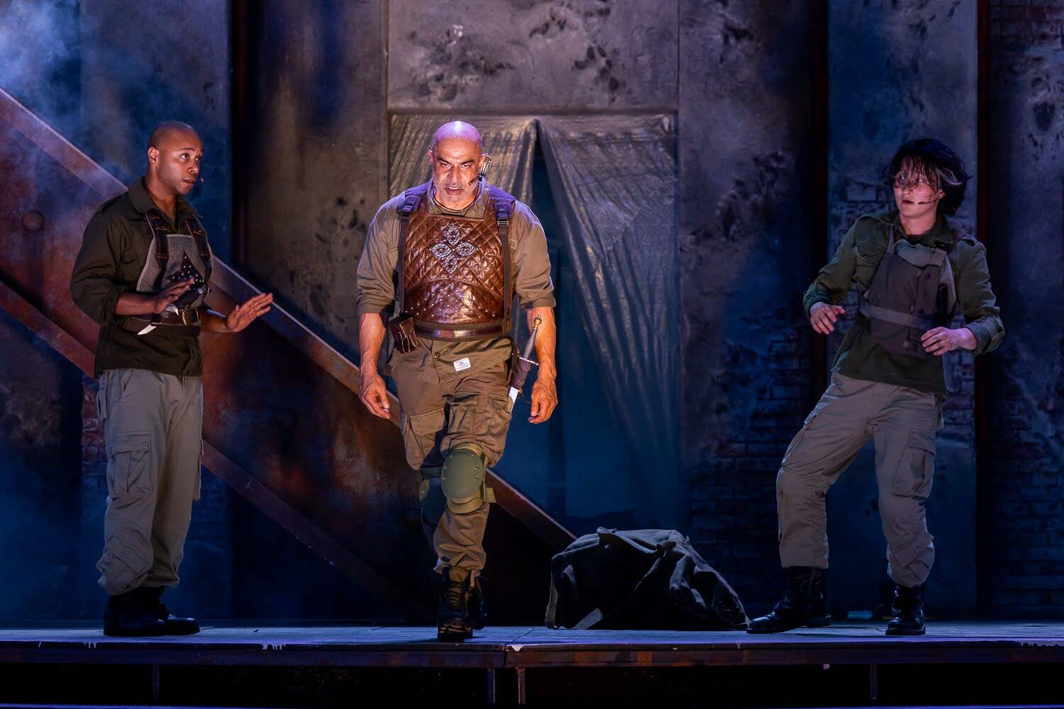 Faran Tahir in the title role of "Macbeth" on Boston Common. (Courtesy Nile Scott Studios)