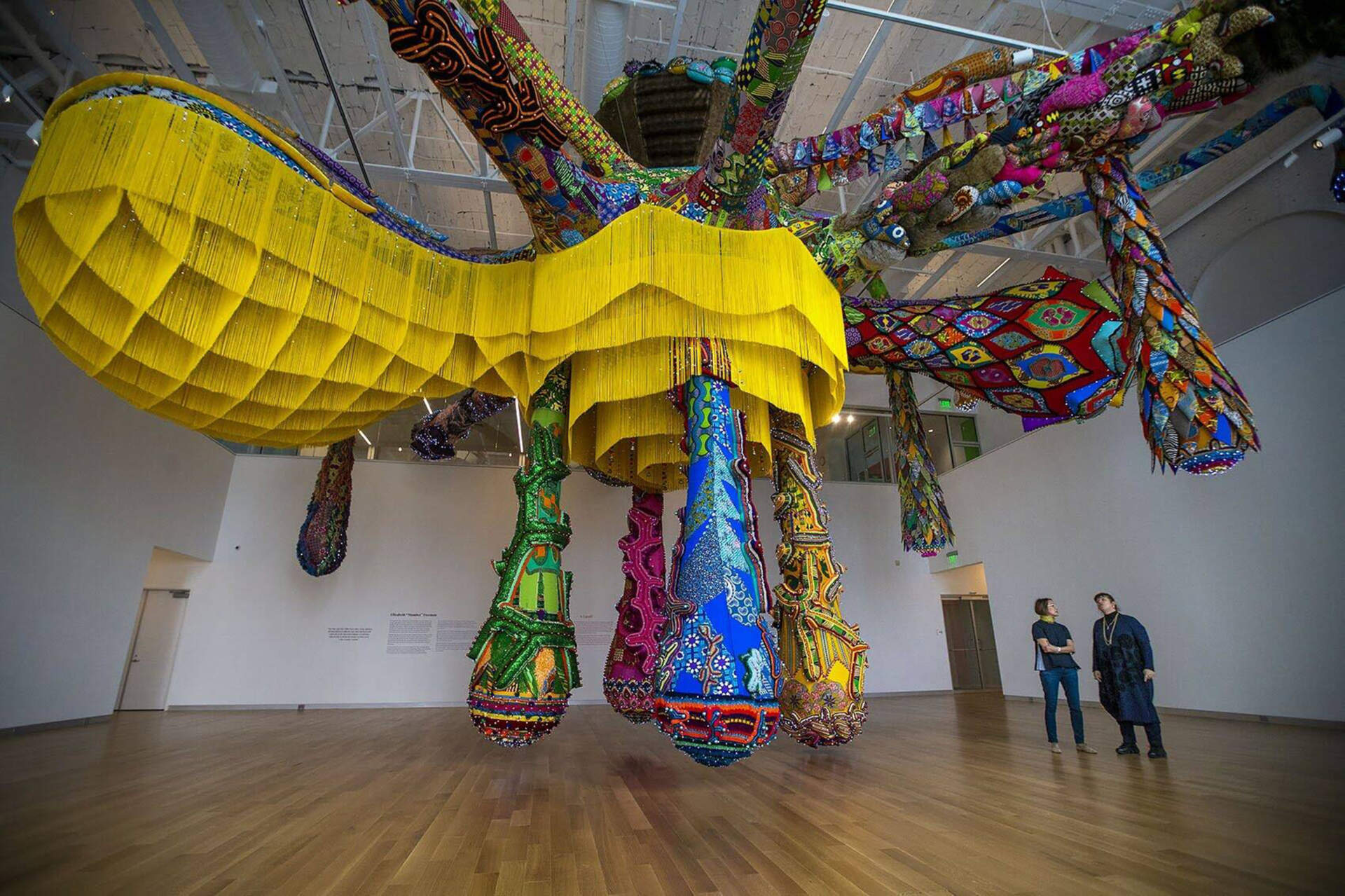 The first installation at MAAM when it opened in 2020 was Joana Vasconcelos' series of Valkyries. The museum has rotating exhibitions of contemporary artists. (Jesse Costa/WBUR)