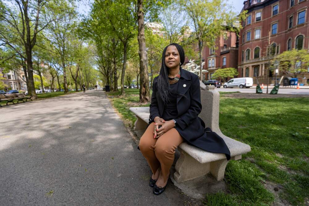 Dr. Bisola Ojikutu, Executive Director of the Boston Public Health Commission, at the Commonwealth Avenue Mall. (Jesse Costa/WBUR)