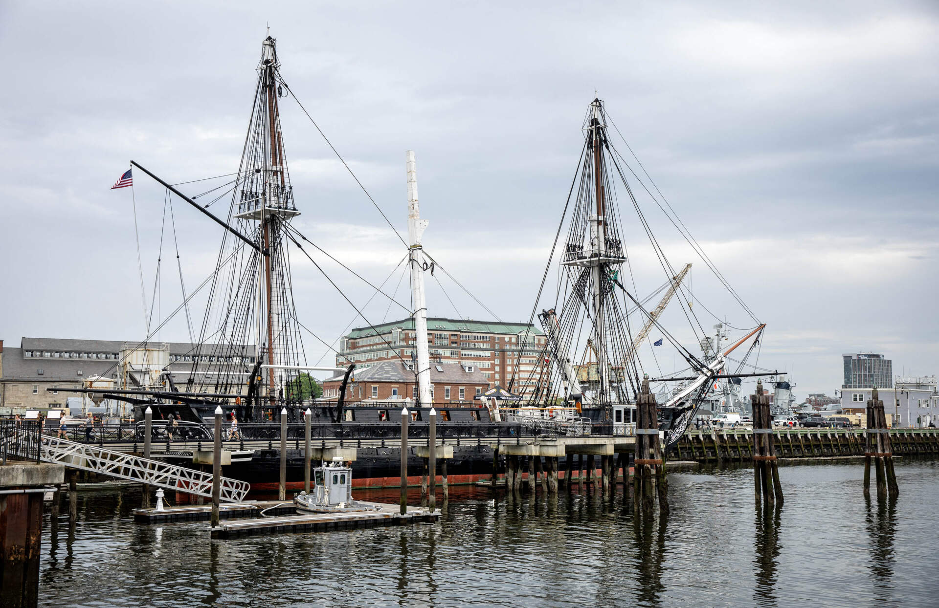 The USS Constitution is being restored at the Charlestown Navy Yard. (Robin Lubbock/WBUR)