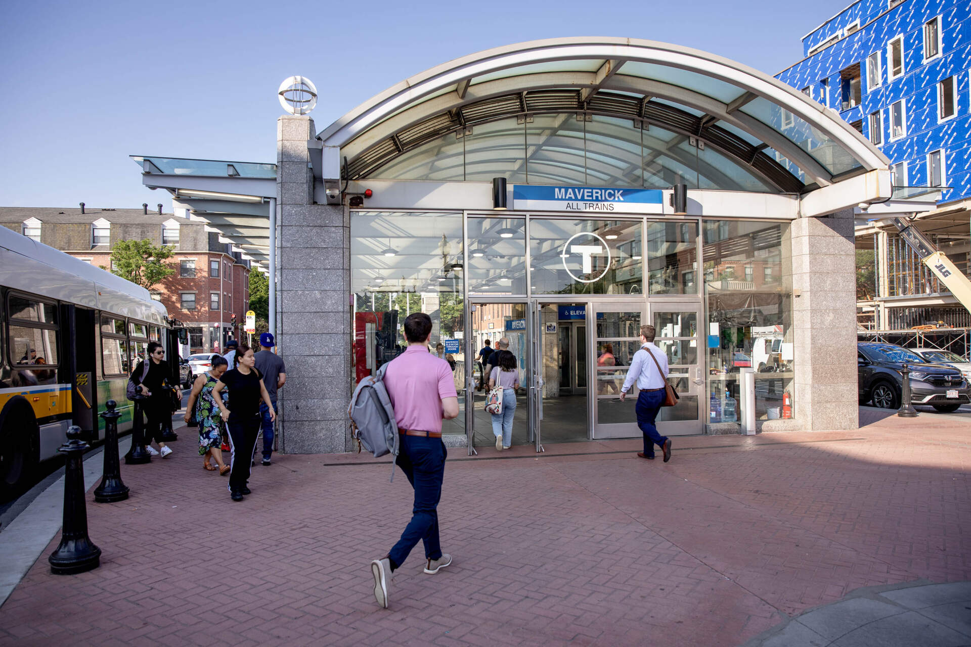 The Maverick MBTA station in East Boston. (Robin Lubbock/WBUR)