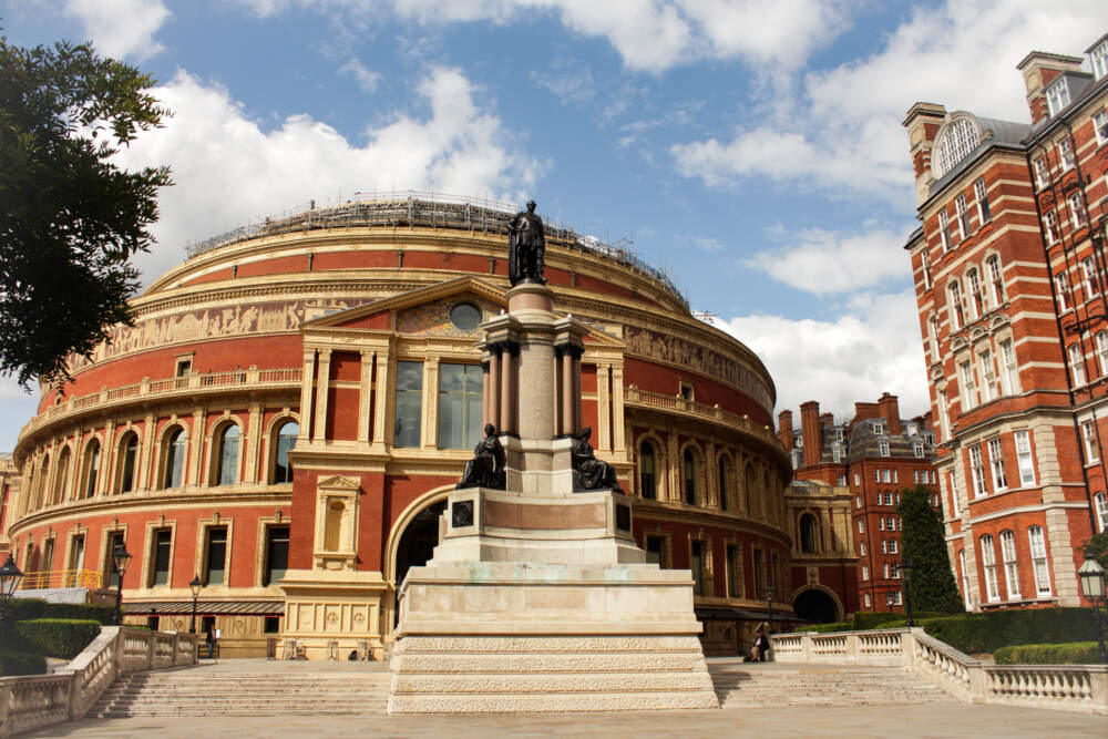 An outside view of Royal Albert Hall in London. (Wilder Fleming/WBUR)