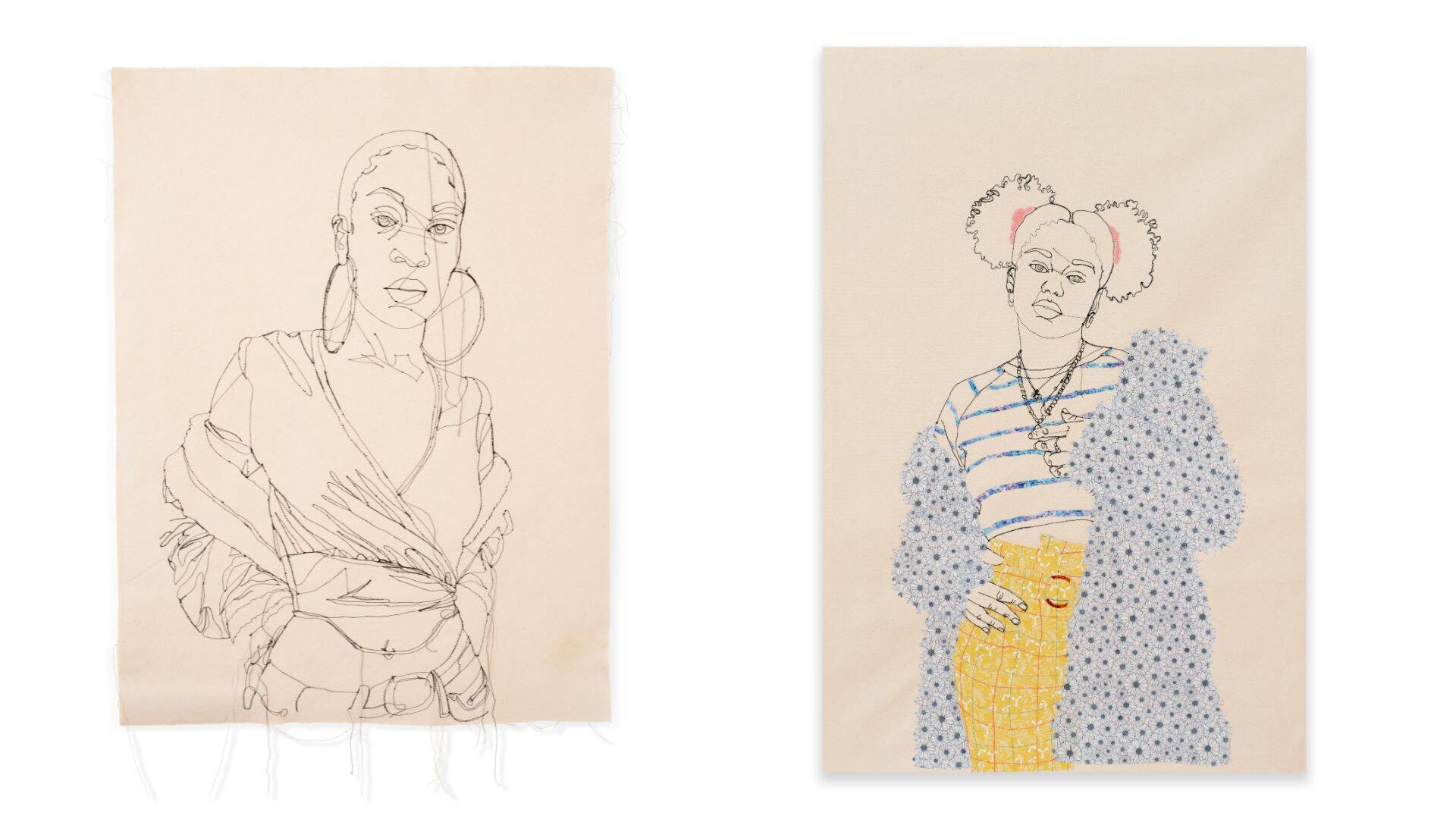 Left: Gio Swaby's "Another Side to Me Second Chapter 3." Right: Gio Swaby's "Another Side to Me 4." (Courtesy of Peabody Essex Museum)