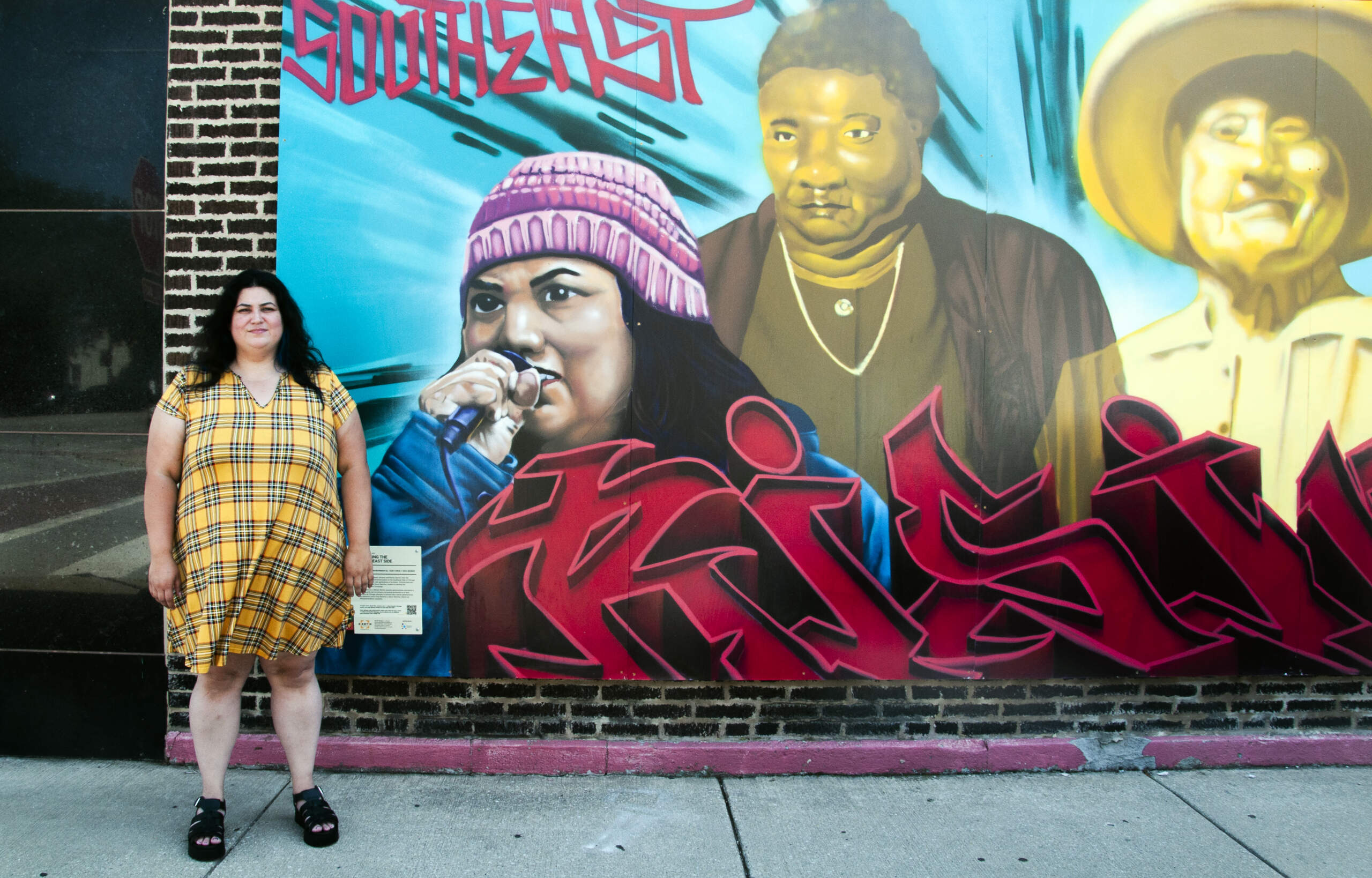 Gina Ramirez outside the Southeast Environmental Task Force offices in Hegewisch. (Chris Bentley/Here & Now)
