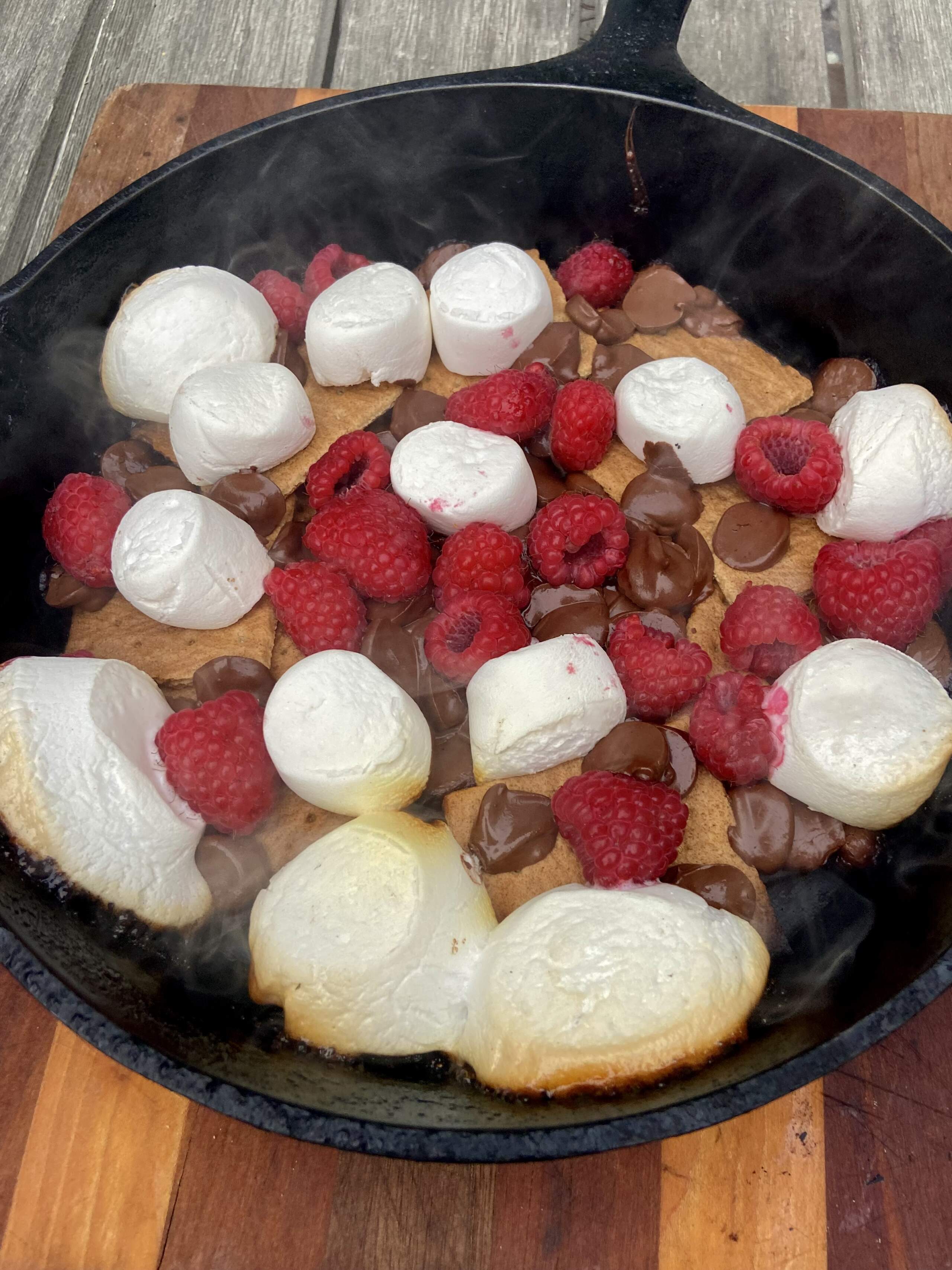 Open-faced s’mores and berry “pie.” (Kathy Gunst/Here & Now)