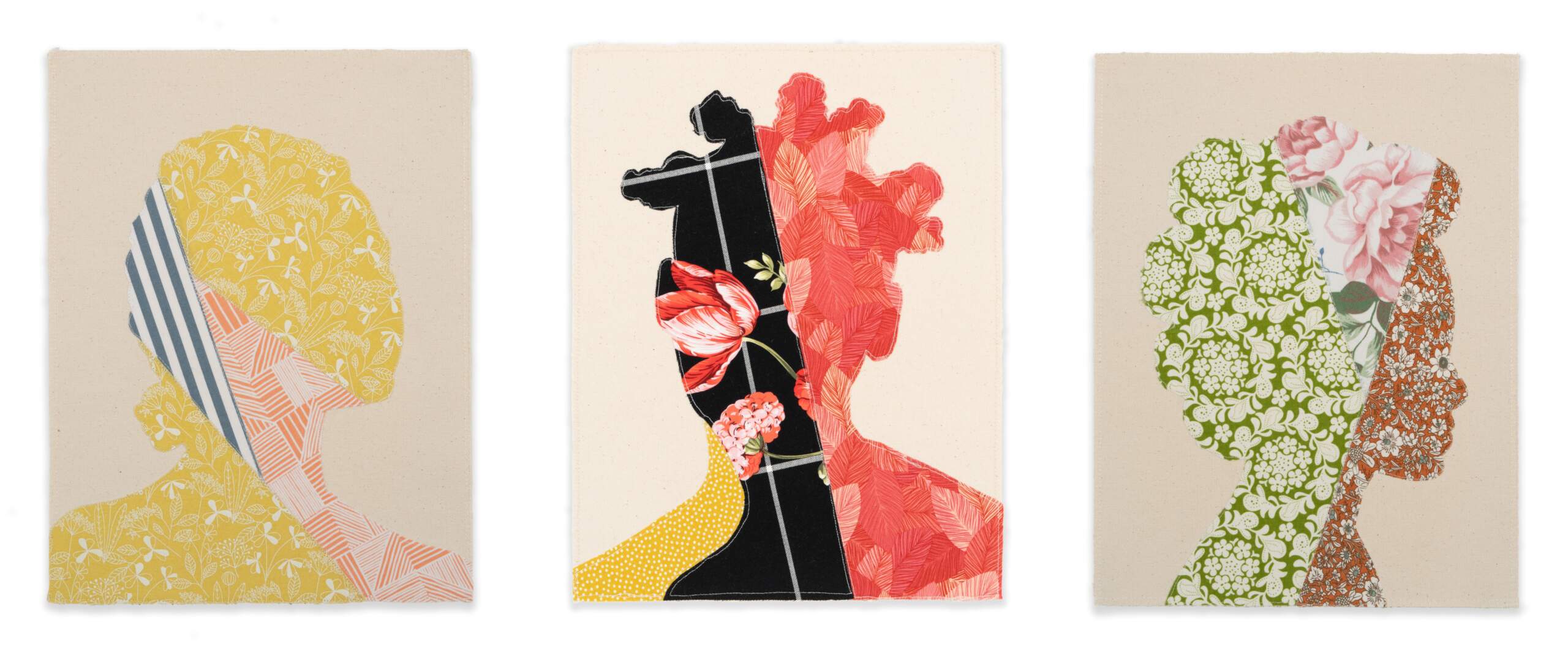Gio Swaby, “New Growth 2" (triptych), 2021. (Collection of Rasheed Newson and Jonathan Ruane; courtesy Peabody Essex Museum)