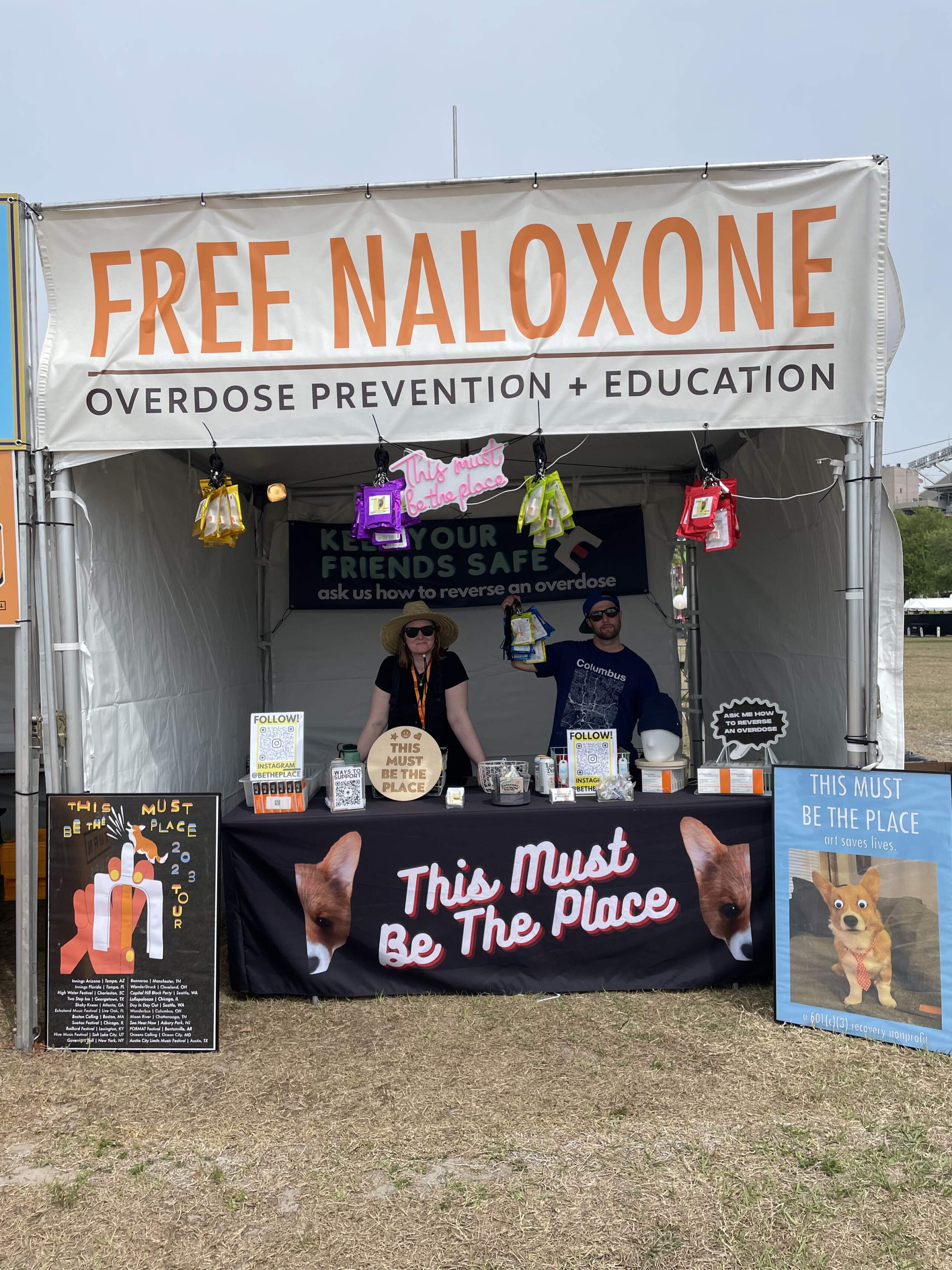 Ingela Travers-Hayward and William Perry run a booth at festivals to provide opioid-overdose reversal drugs. (Courtesy of Ingela Travers-Hayward and William Perry)