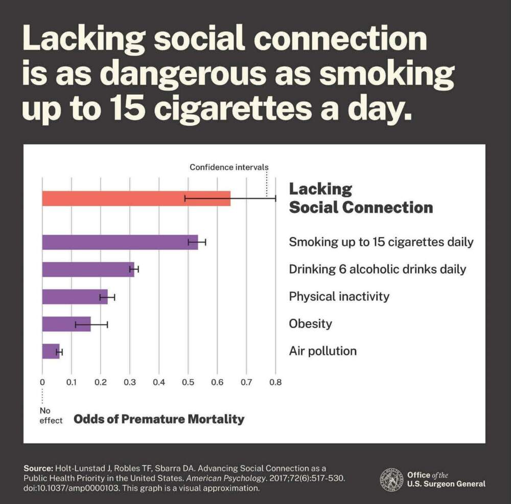 A recent advisory from the Office of the U.S. Surgeon General details the health risks of loneliness. (Screenshot via Office of the U.S. Surgeon General)