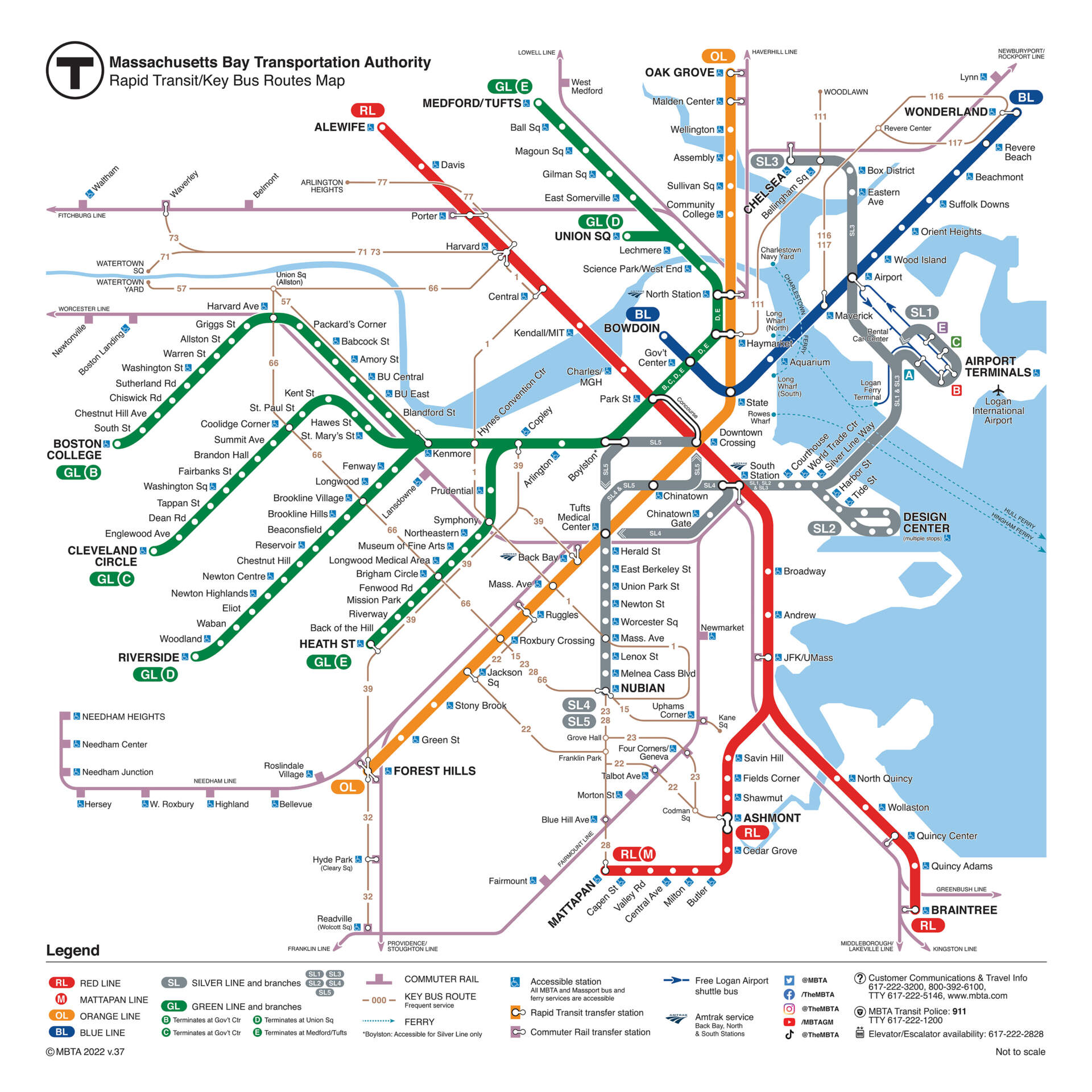 Massachusetts Bay Transportation Authority map. 