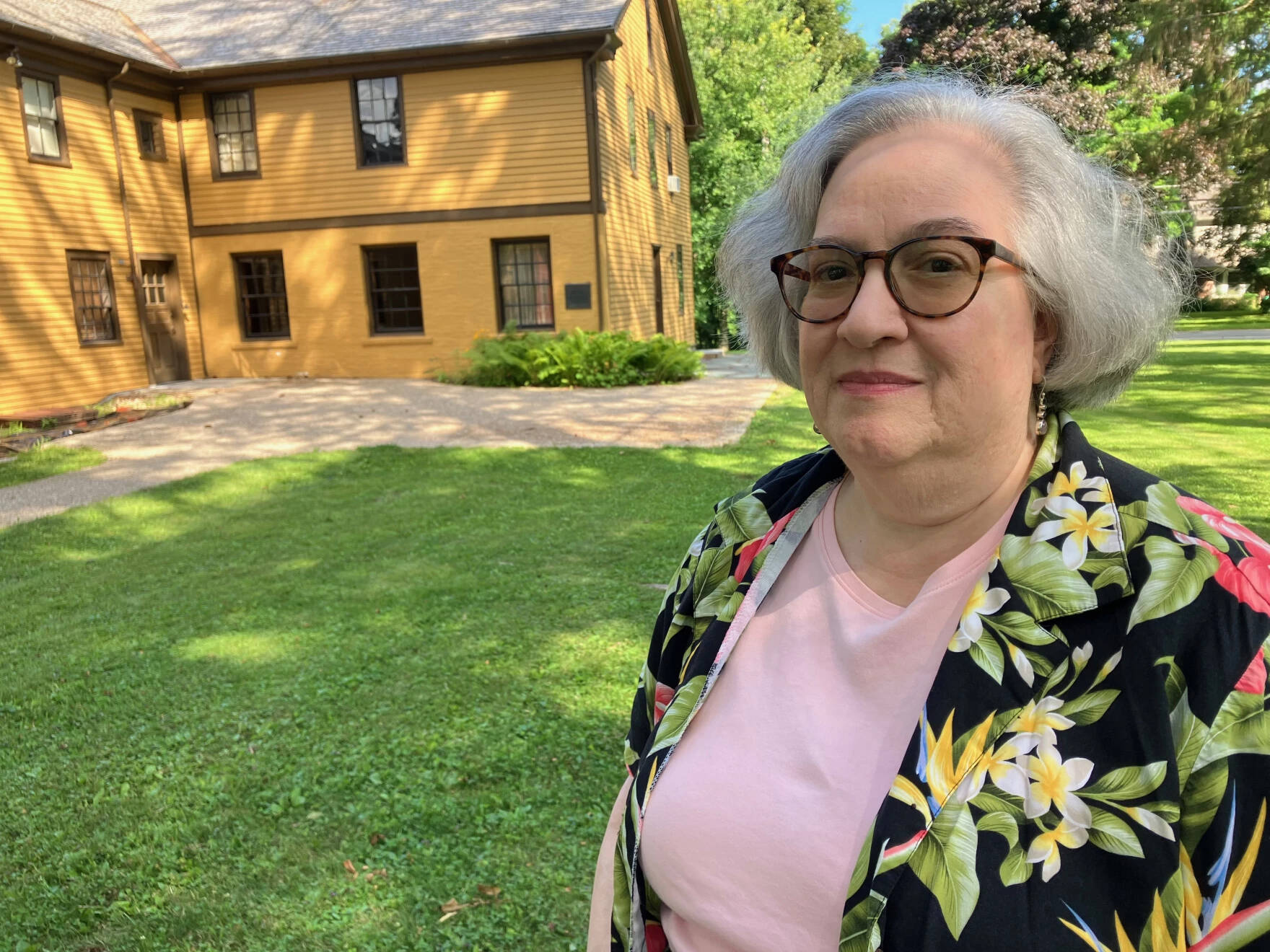 Linda Cantoni outside Arrowhead, the historic home museum of author Herman Melville. (Nancy Eve Cohen/NEPM)