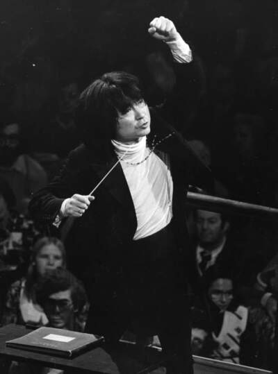 Ozawa in 1973, the year he joined Boston Symphony Orchestra (Courtesy Milton Feinberg/BSO)