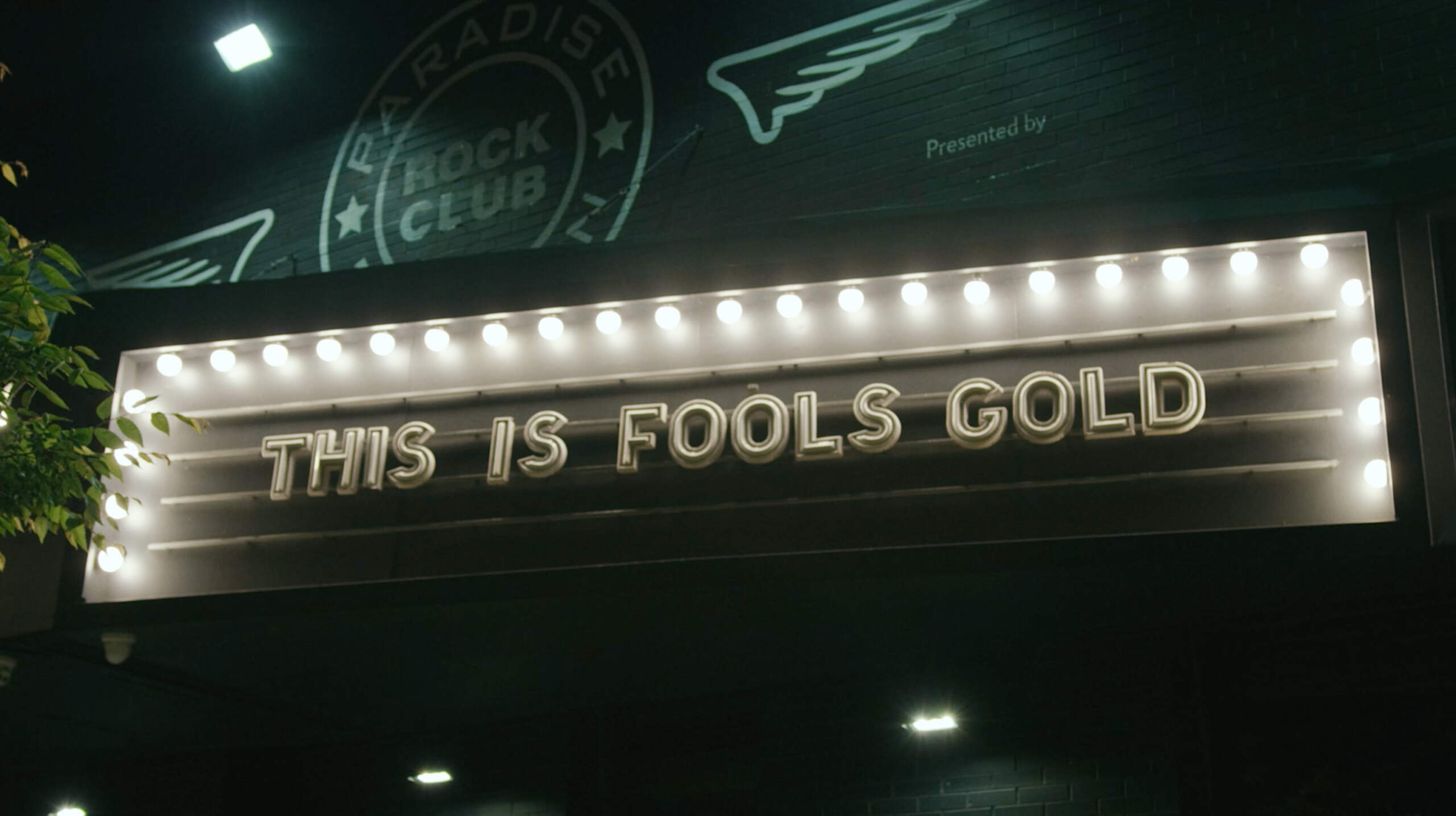 Lyrics from Actor Observer's song "Fool's Gold" on the marquee at Paradise Rock Club. (Courtesy Ben Eames)