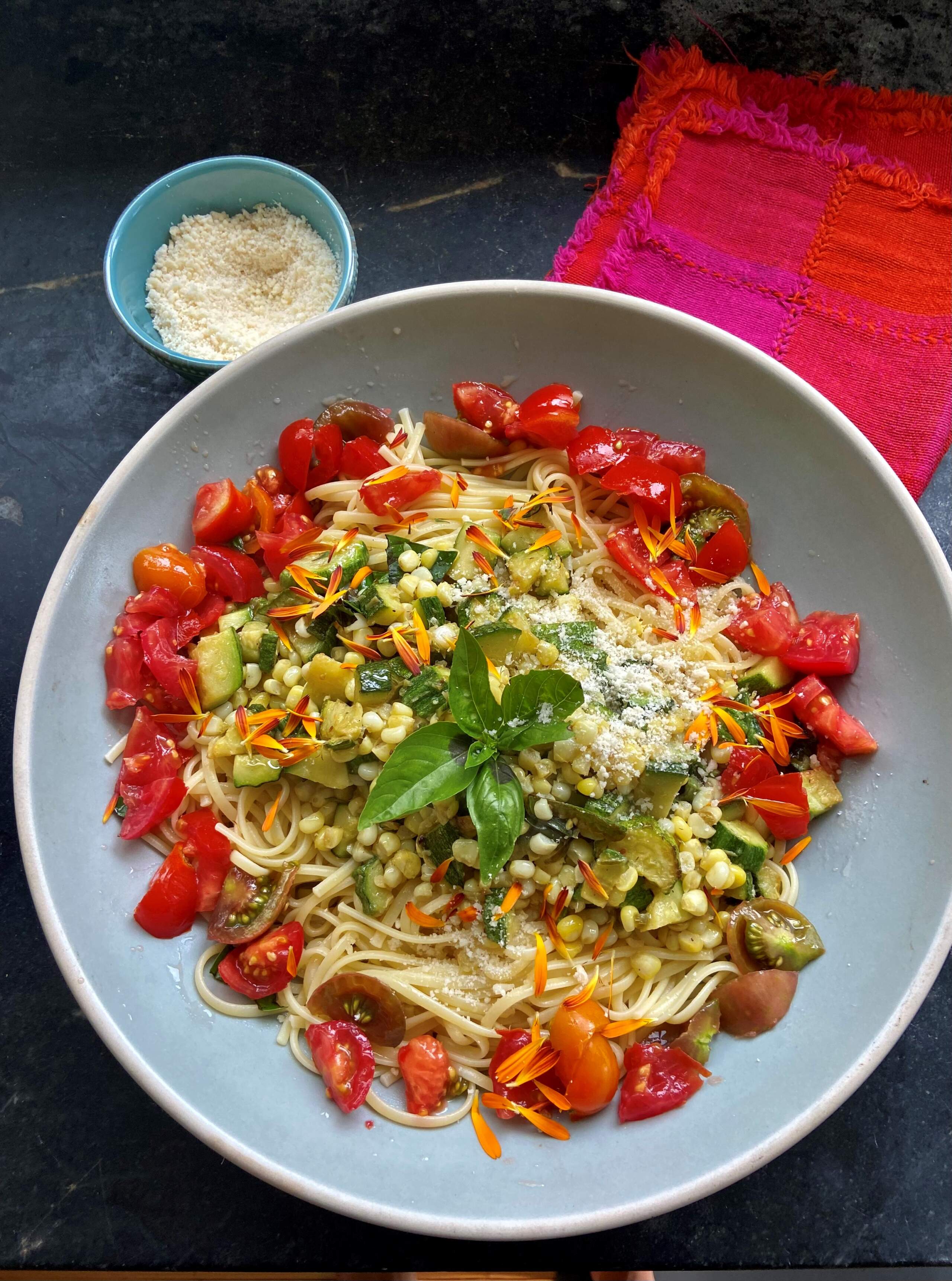 (Please don’t let it) end of summer pasta. (Kathy Gunst/Here & Now)