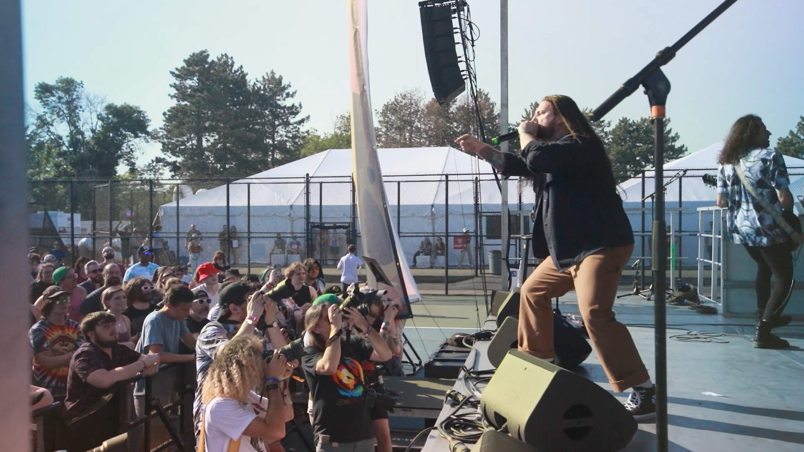 Actor Observer singer Greg Marquis and guitarist Nick Grieco onstage at Boston Calling 2023. (Courtesy Ben Eames)