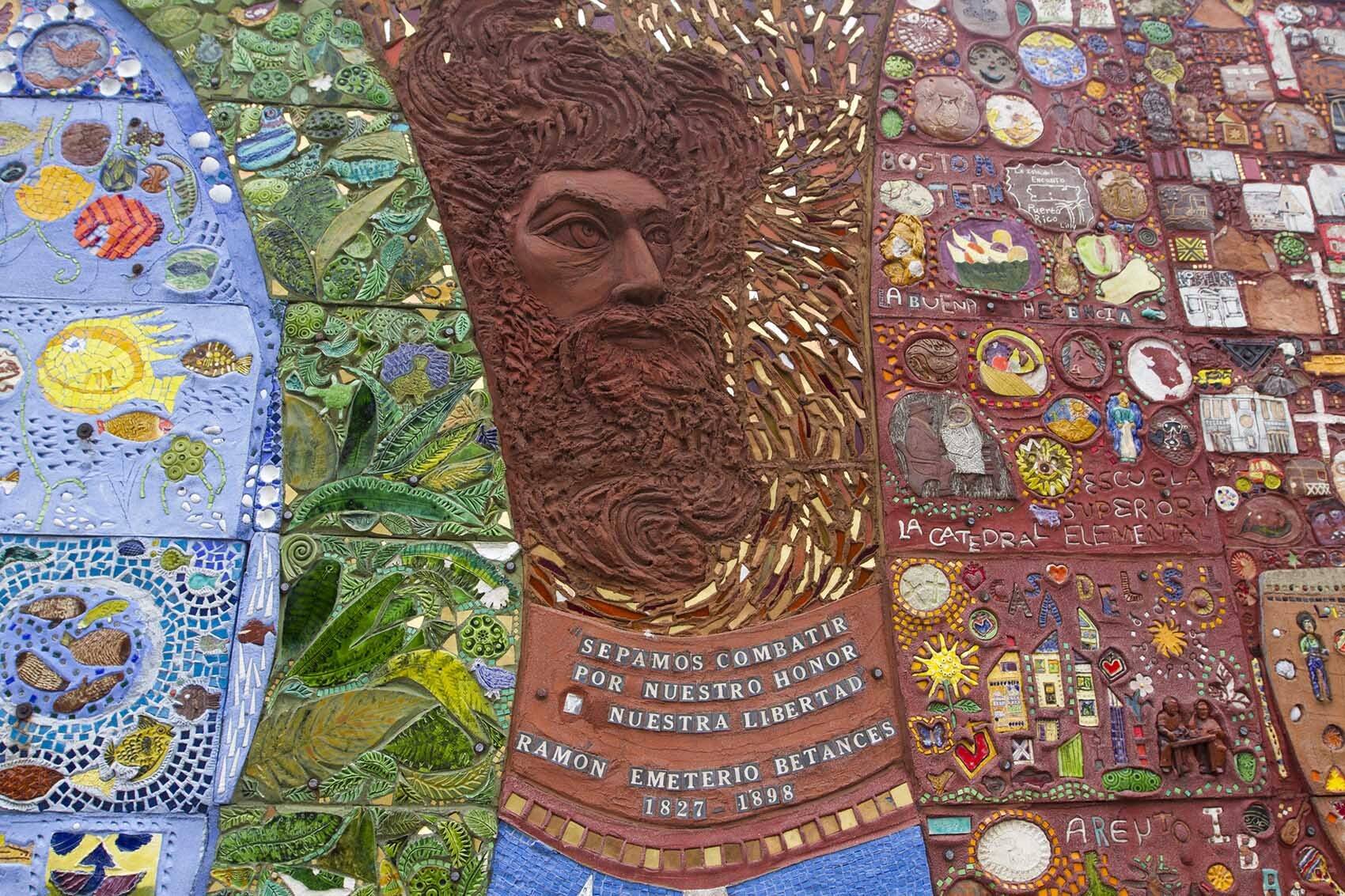 9: Betances Mosaic by Lilli Ann Killen Rosenberg at Villa Victoria, Boston. (Joe Difazio for WBUR)
