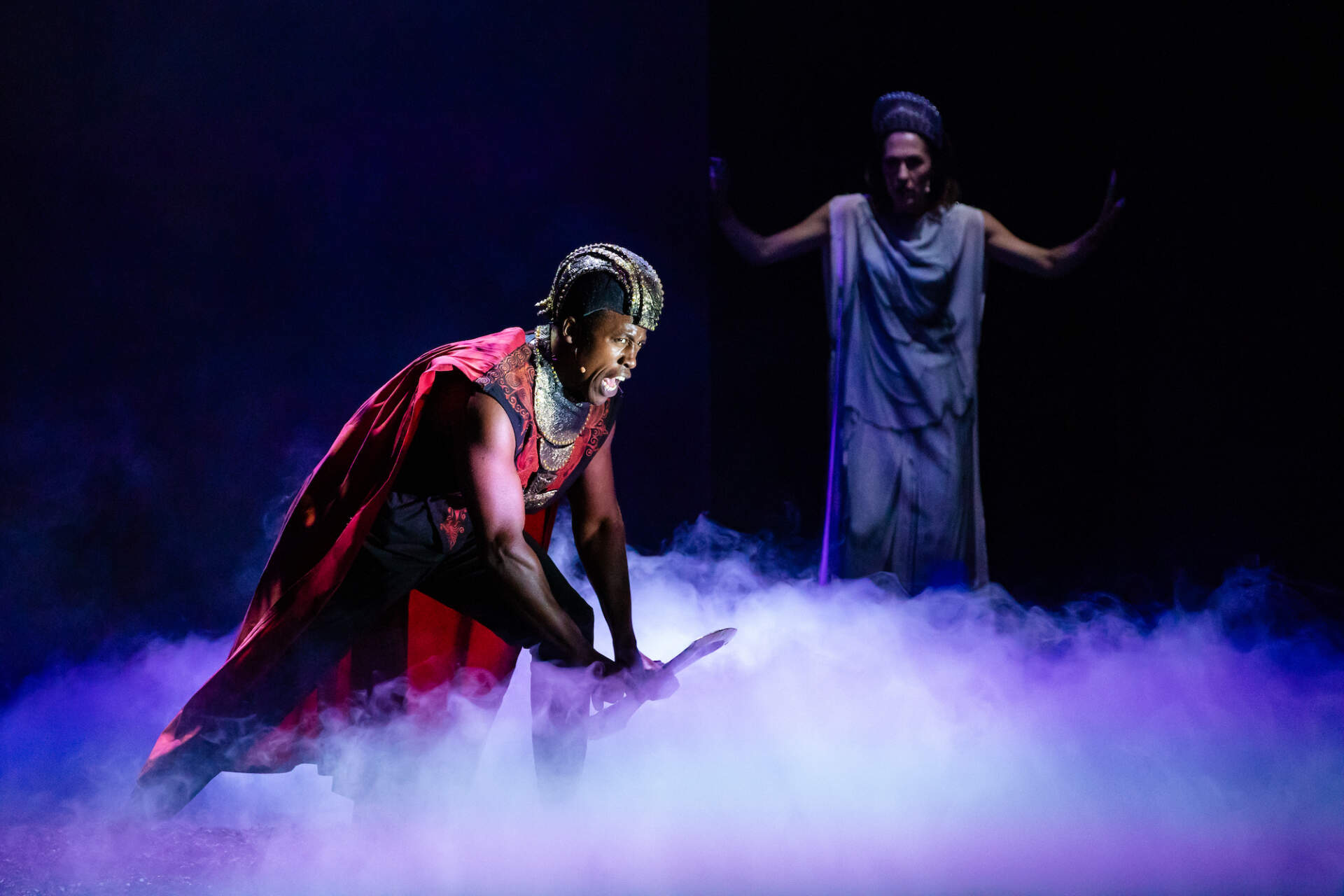 Jason Bowen and Kelley Curran in "The Half-God of Rainfall" at American Repertory Theater, a co-production with New York Theatre Workshop. (Courtesy Lauren Miller)