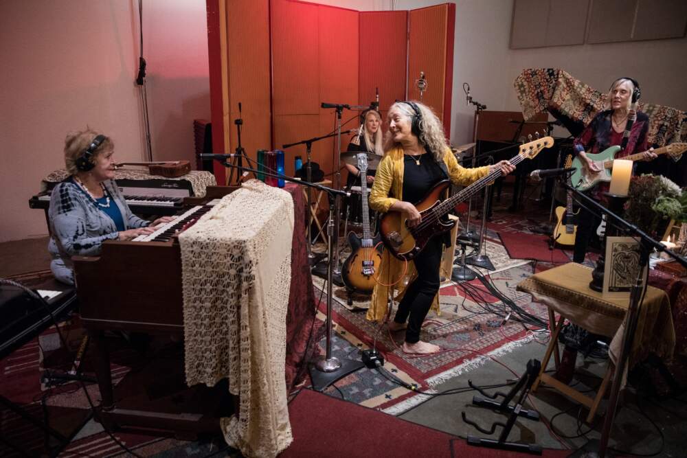 Ace of Cups, together again: Mary Gannon, Diane Vitalich, Denise Kaufman and Mary Simpson Mercy in the studio. (High Moon Records/Rachel Wright)