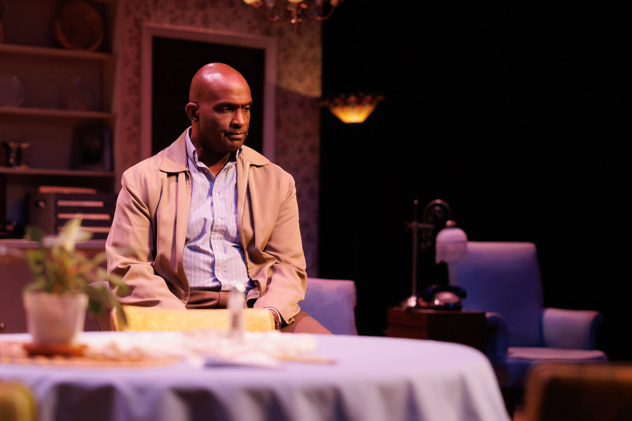 Damon Singletary as Walter Lee Younger in New Rep's production of "A Raisin in the Sun." (Courtesy Ken Yotsukura Photography)