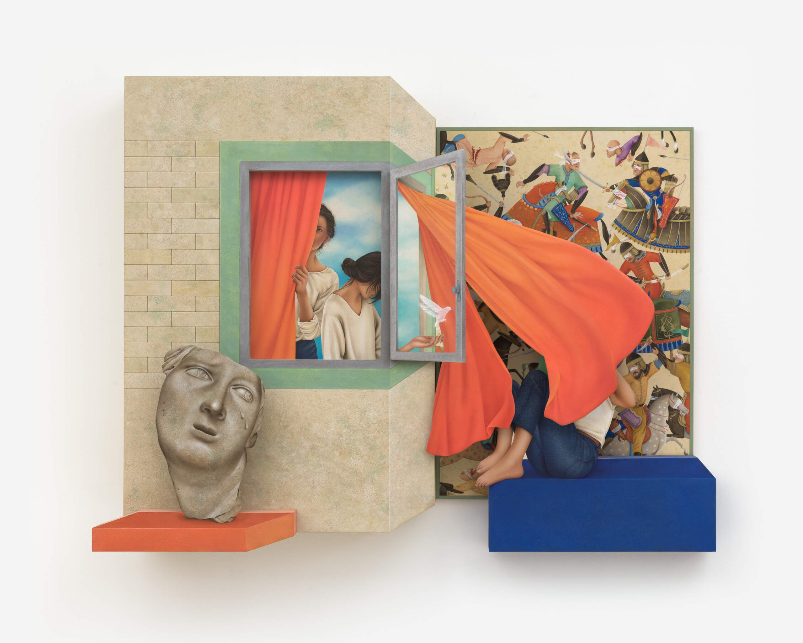 Arghavan Khosravi, "The Orange Curtain," 2022. (Courtesy of the artist and Rachel Uffner Gallery)