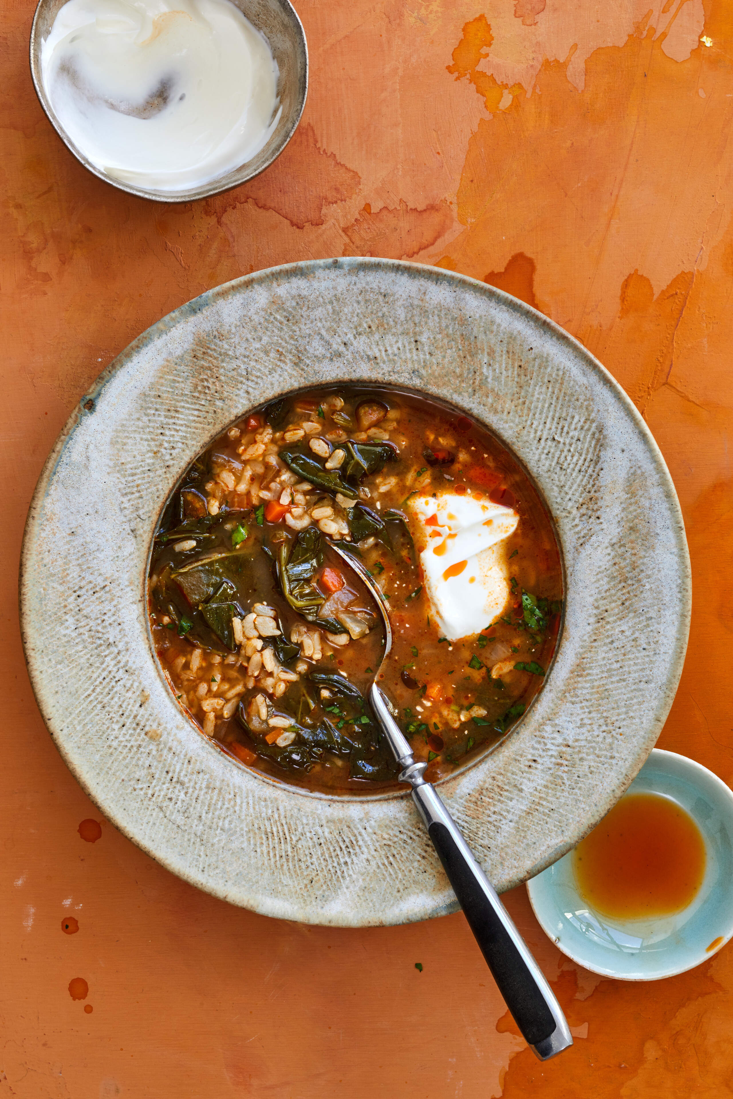 Collard greens and rice soup. (Courtesy of Beatriz da Costa)