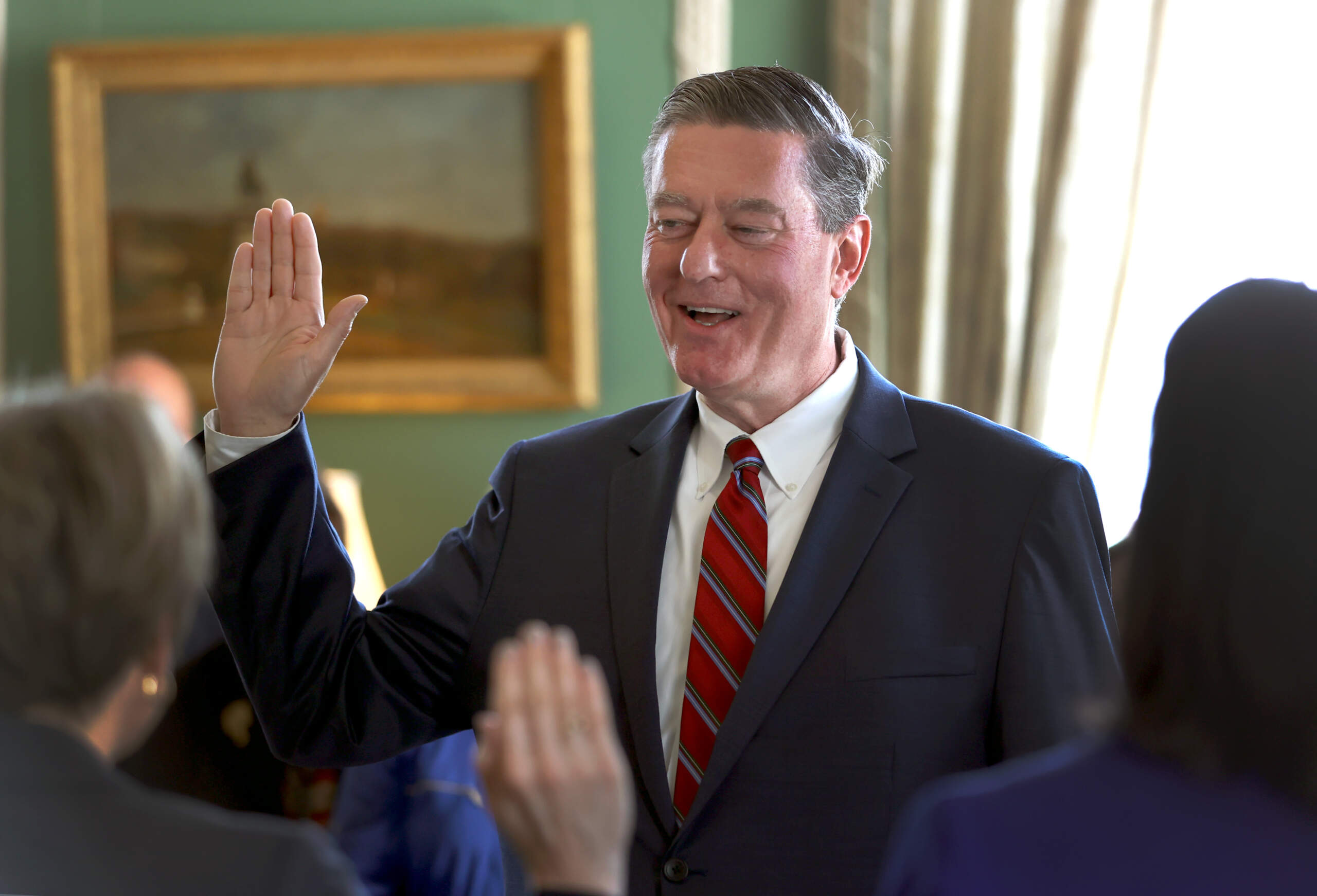 Ed Augustus during his swearing in as Massachusetts Housing Secretary in June. (David L. Ryan/The Boston Globe via Getty Images)